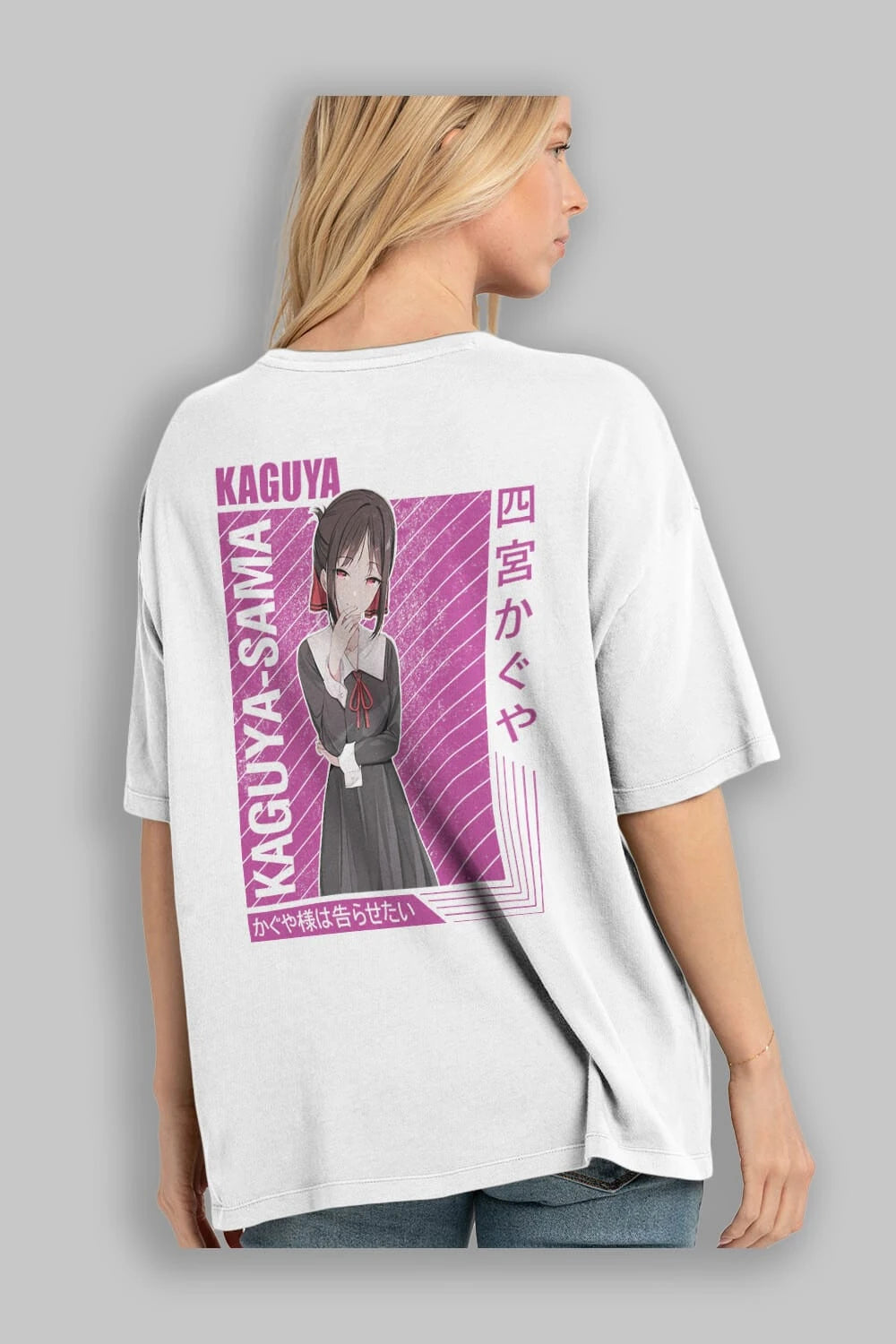 Kaguya Shinomiya 4 1 Anime Arka Baskılı Oversize t-shirt Erkek Kadın Unisex
