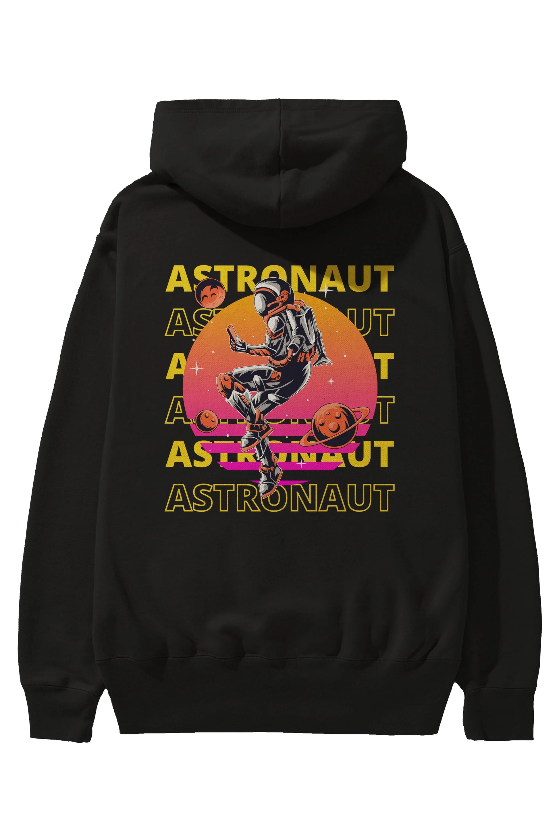 Astronaut Streetwear 2 Arka Baskılı Oversize Hoodie Kapüşonlu Sweatshirt Erkek Kadın Unisex