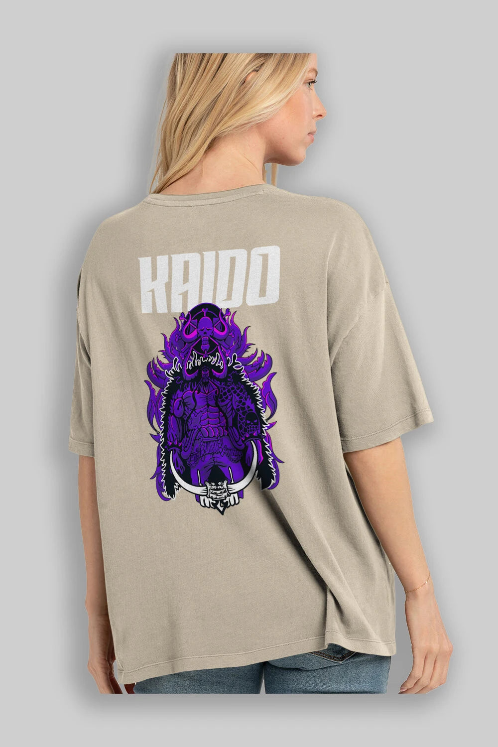 Kaido Anime Arka Baskılı Oversize t-shirt Erkek Kadın Unisex %100 pamuk tişort