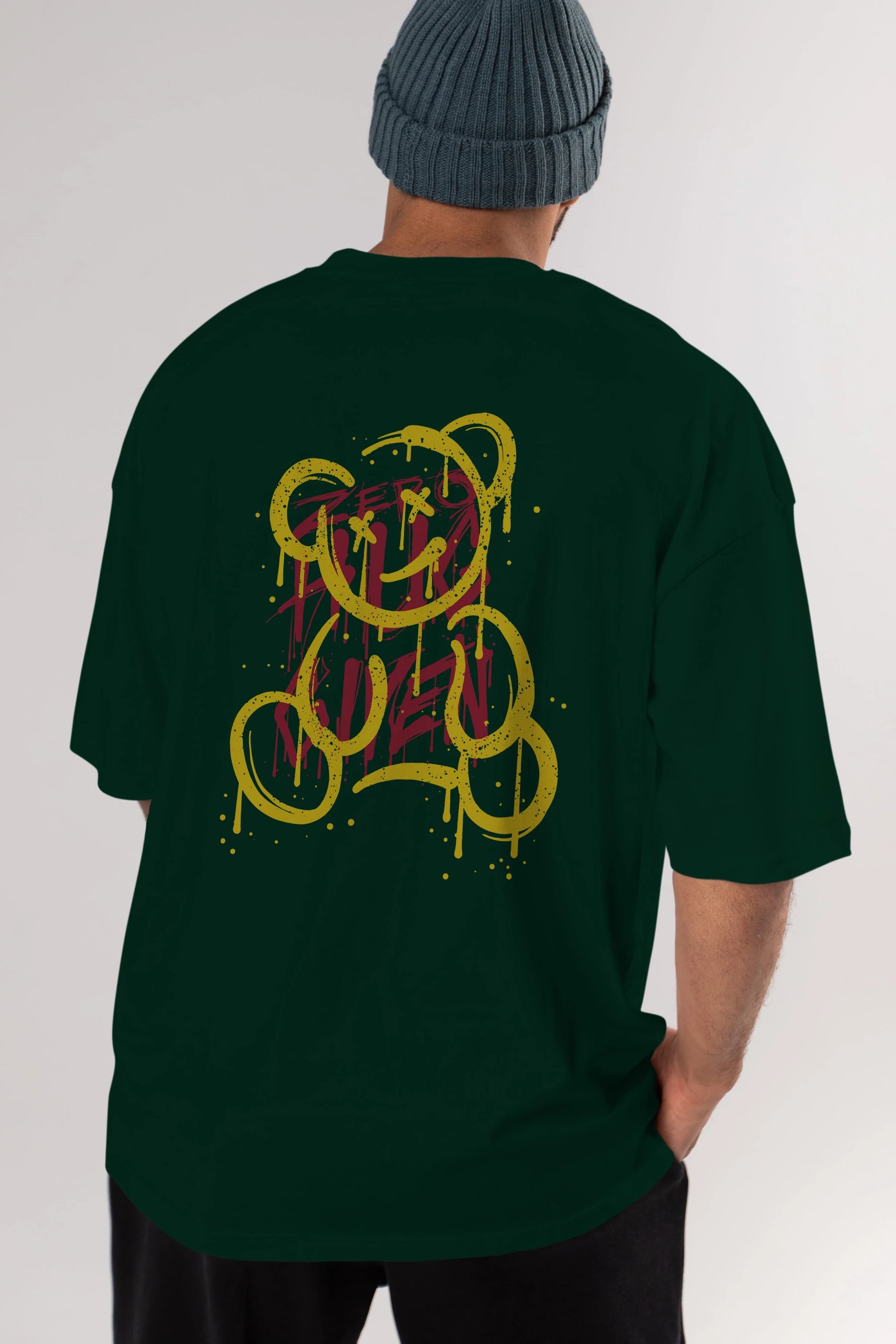Zero Hug Bear Arka Baskılı Oversize t-shirt Erkek Kadın Unisex