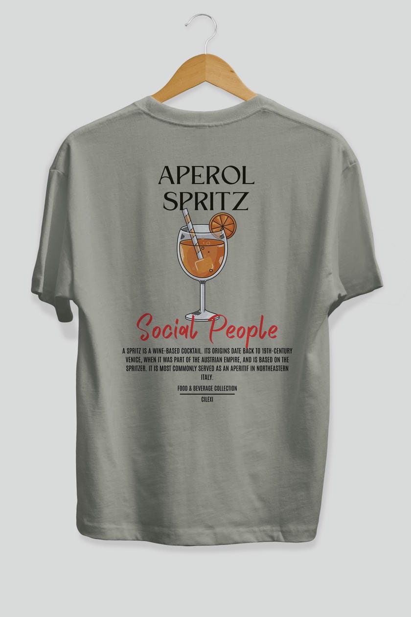 Aperol Sprıtz Kokteyl Serisi Baskılı Oversize t-shirt Erkek Kadın Unisex %100 Pamuk Bisiklet Yaka tişort