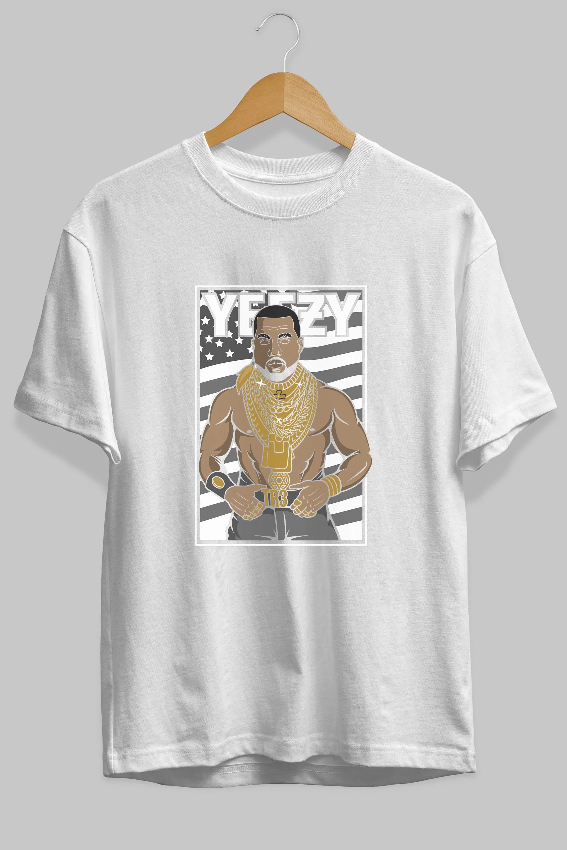 Mr.T Ön Baskılı Oversize t-shirt Erkek Kadın Unisex %100 Pamuk tişort