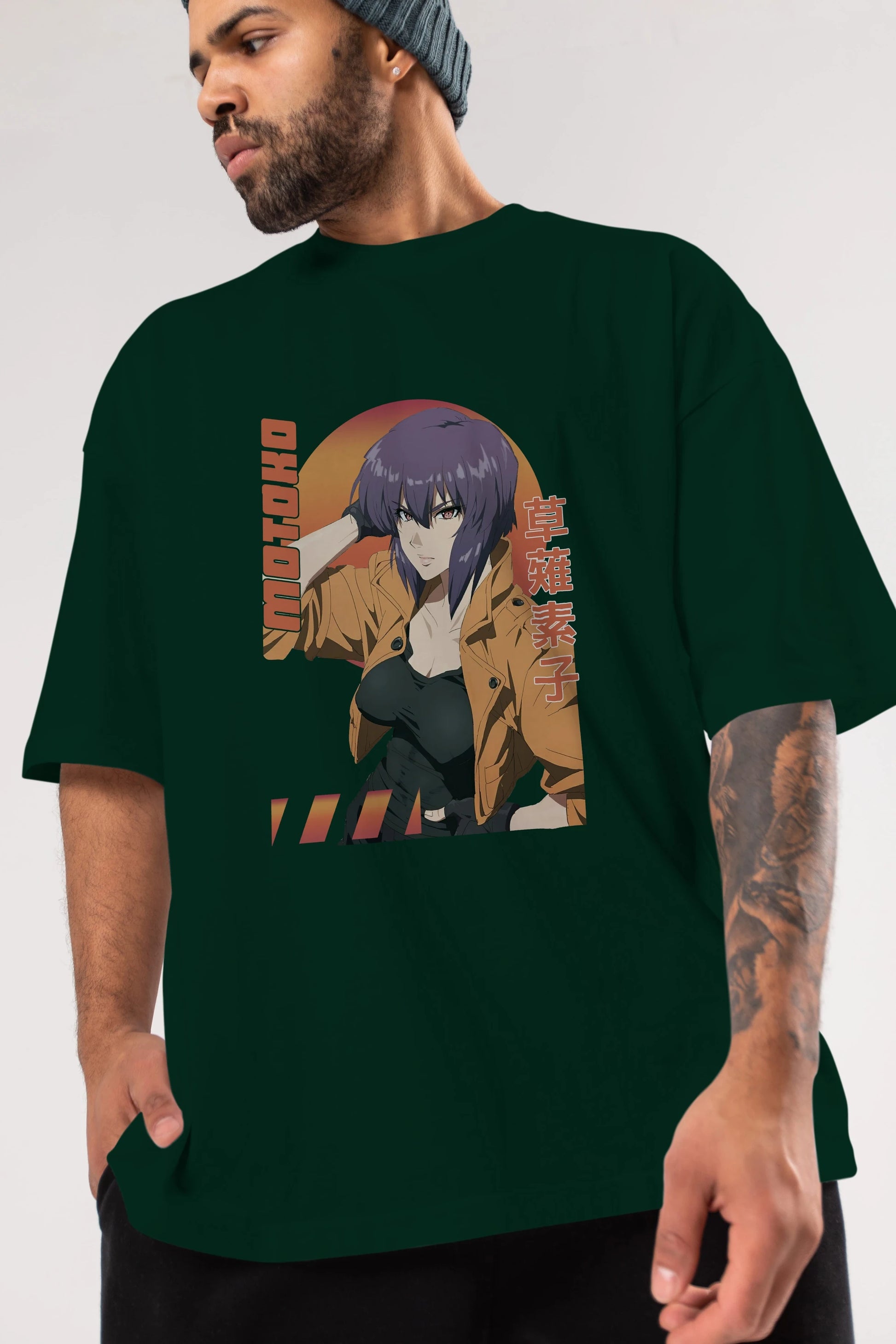 Motoko Kusanagi 9 Anime Ön Baskılı Oversize t-shirt %100 pamuk Erkek Kadın Unisex