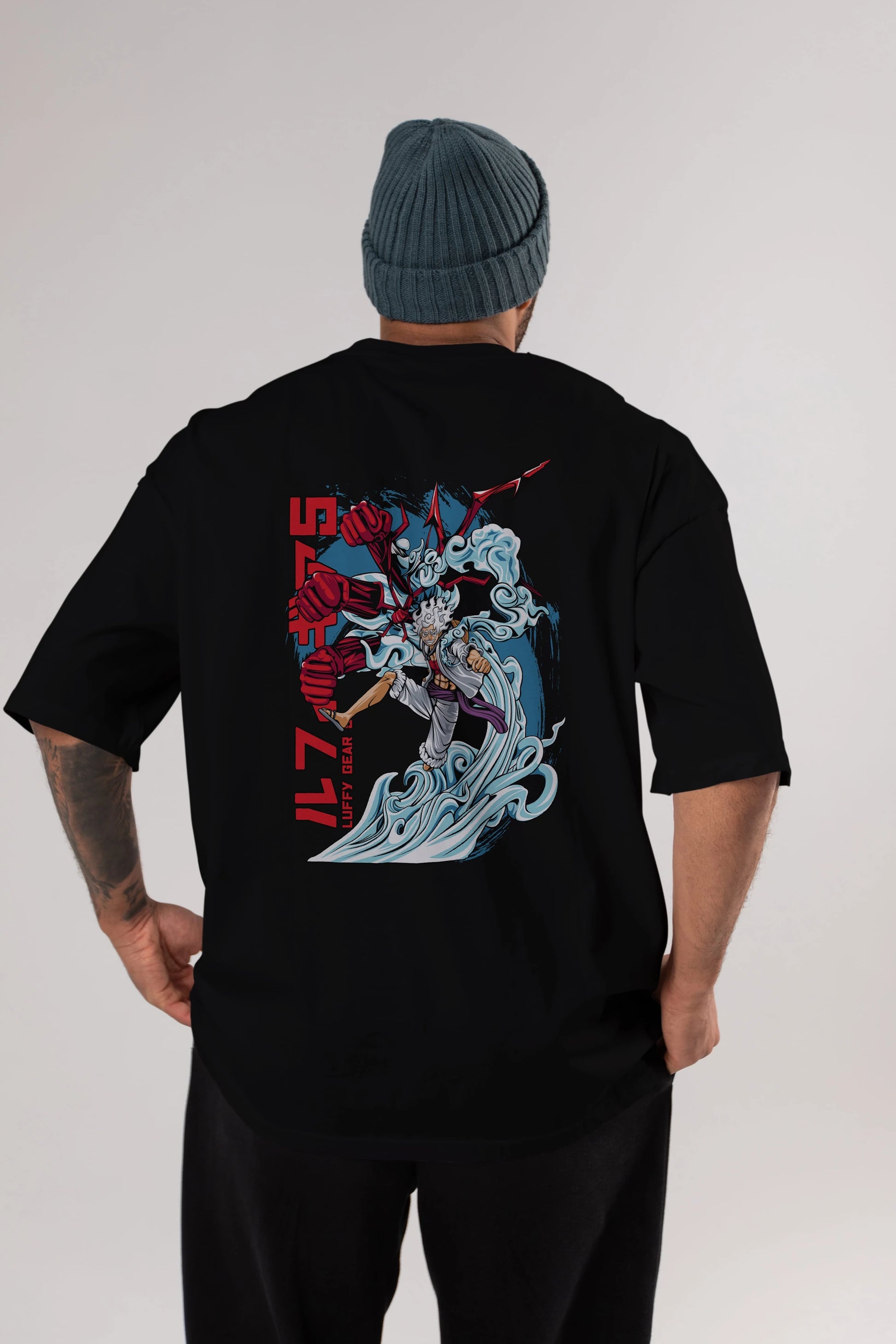 MONKEY D. LUFFY GEAR5 2 Anime Arka Baskılı Oversize t-shirt Erkek Kadın Unisex