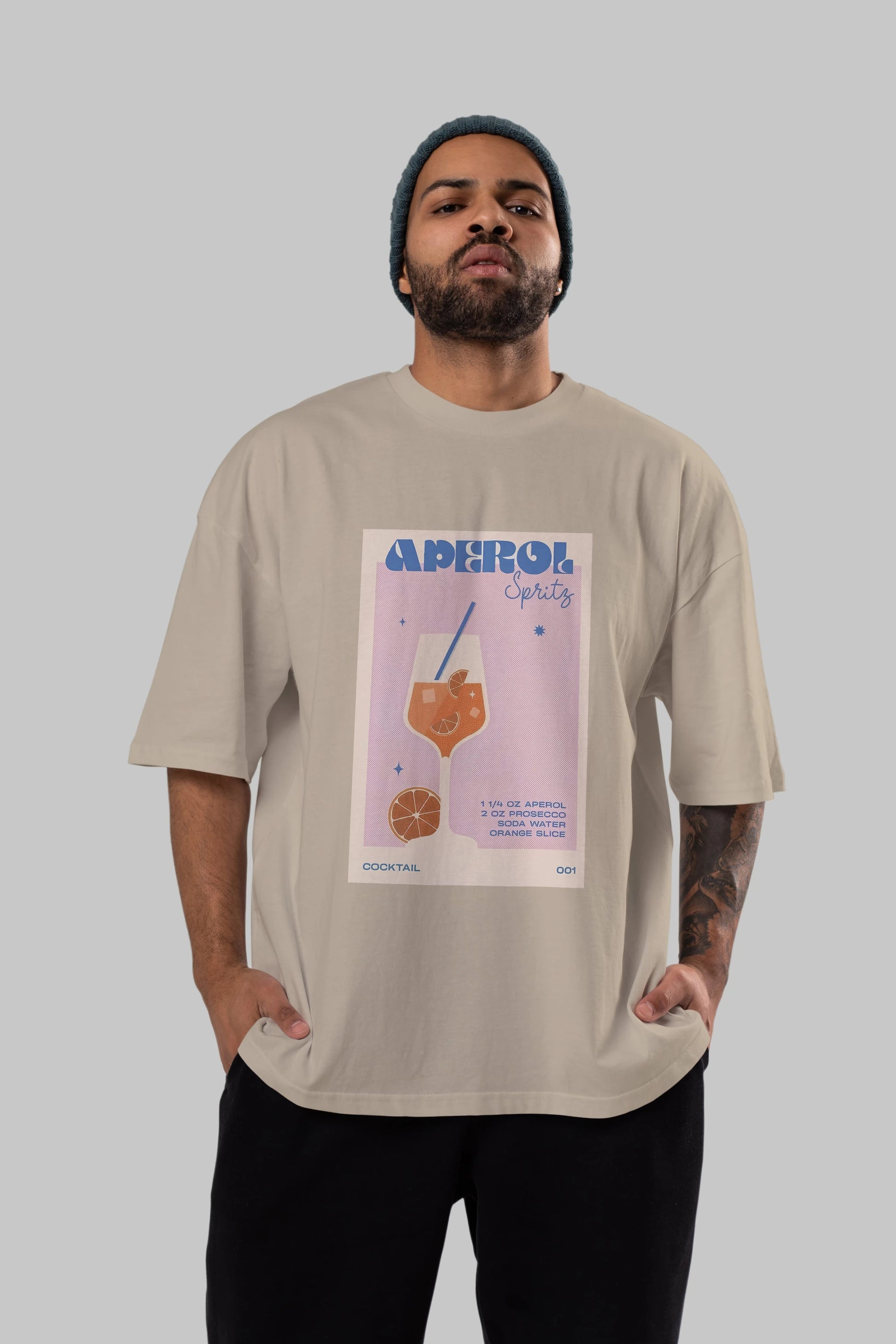 Aperol Spritz Ön Baskılı Oversize t-shirt Erkek Kadın Unisex %100 Pamuk Bisiklet Yaka tişort