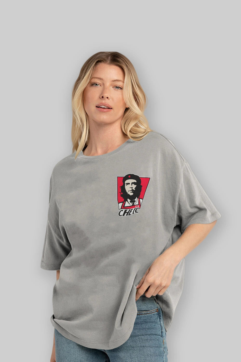 Che FC Ön Sol Baskılı Oversize t-shirt Erkek Kadın Unisex %100 Pamuk Bisiklet Yaka tişort