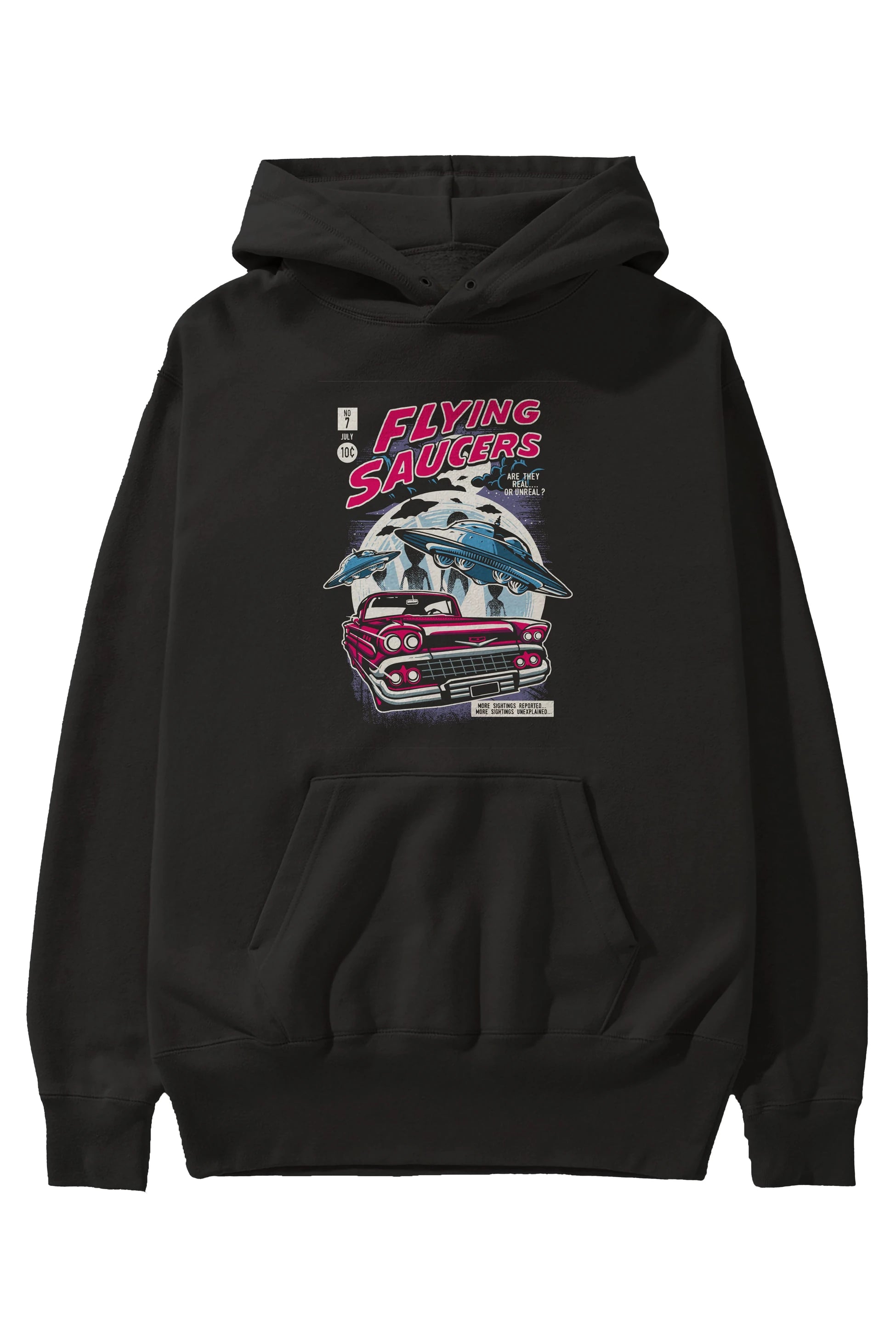 Flying Saucers Ön Baskılı Hoodie Oversize Kapüşonlu Sweatshirt Erkek Kadın Unisex