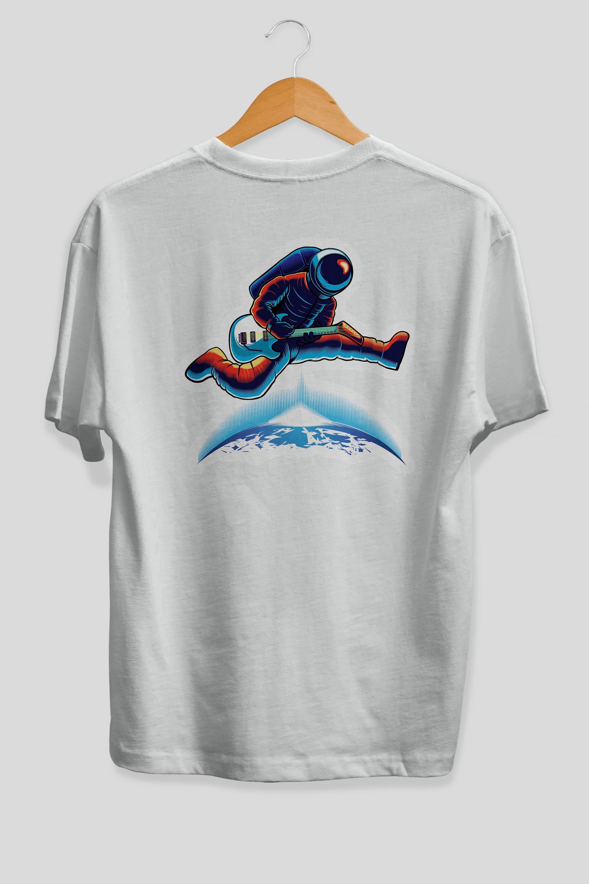 Astroguitar Sticker Arka Baskılı Oversize t-shirt Erkek Kadın Unisex