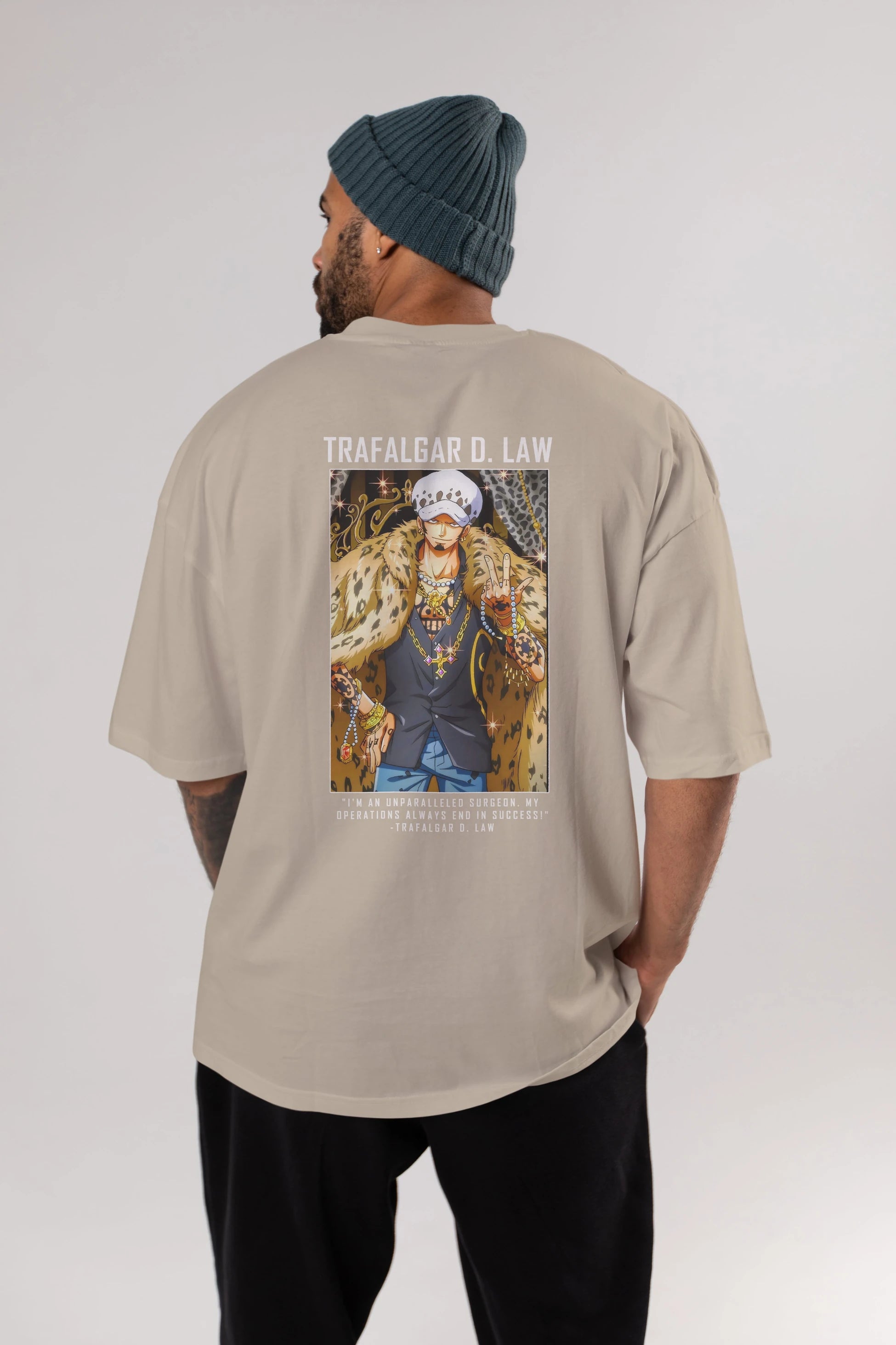 Trafalgar D. Water Law 2 Anime Arka Baskılı Oversize t-shirt Erkek Kadın Unisex %100 pamuk tişort