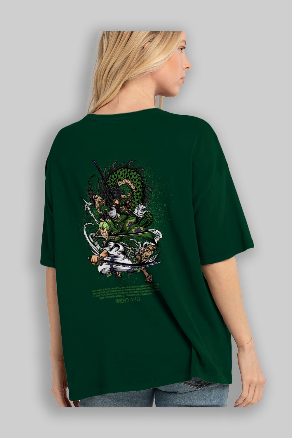 Zoro Anime Arka Baskılı Oversize t-shirt Erkek Kadın Unisex