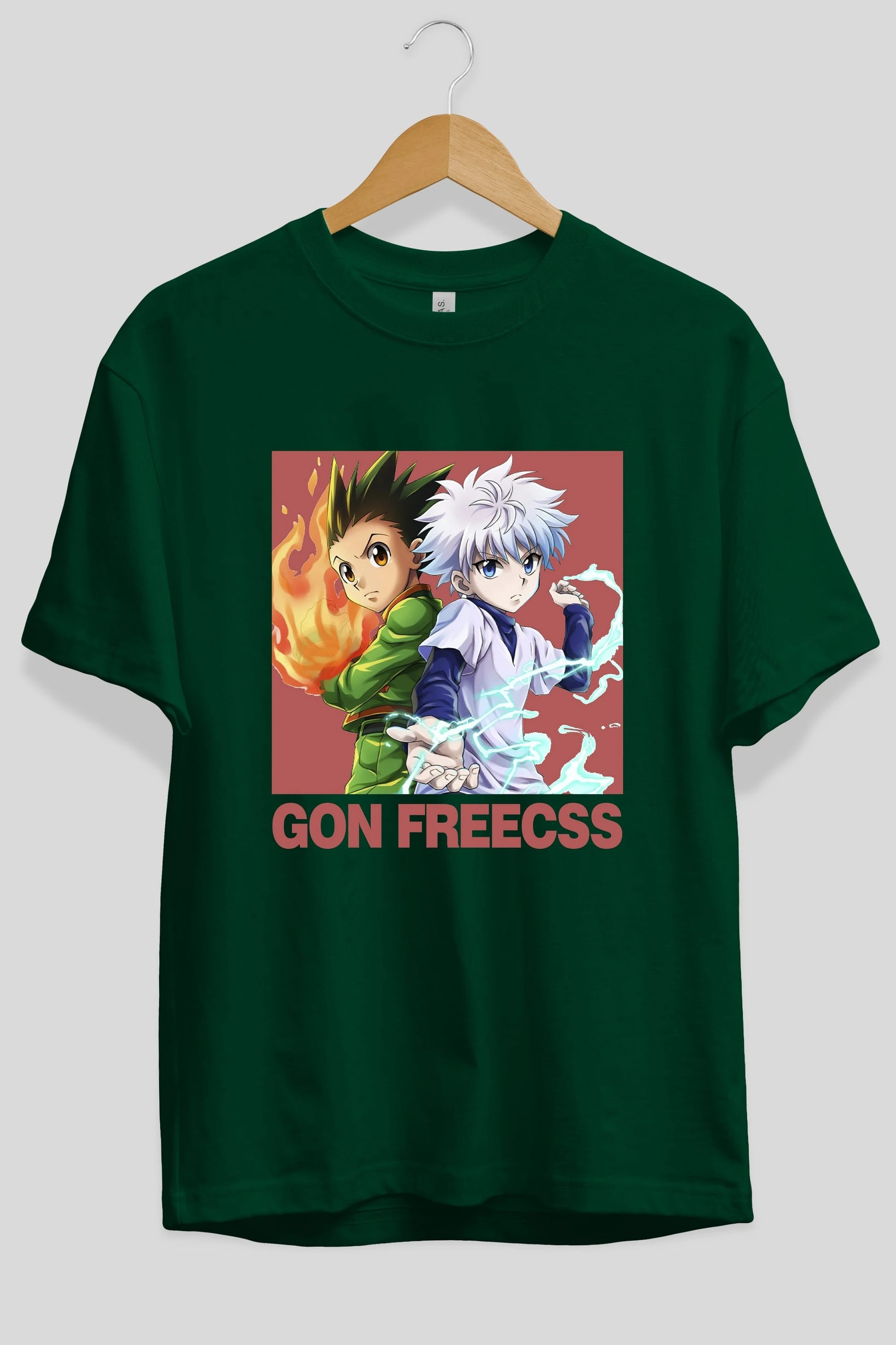 Gon Freecss HUNTER X HUNTER 4 Anime Ön Baskılı Oversize t-shirt %100 pamuk Erkek Kadın Unisex
