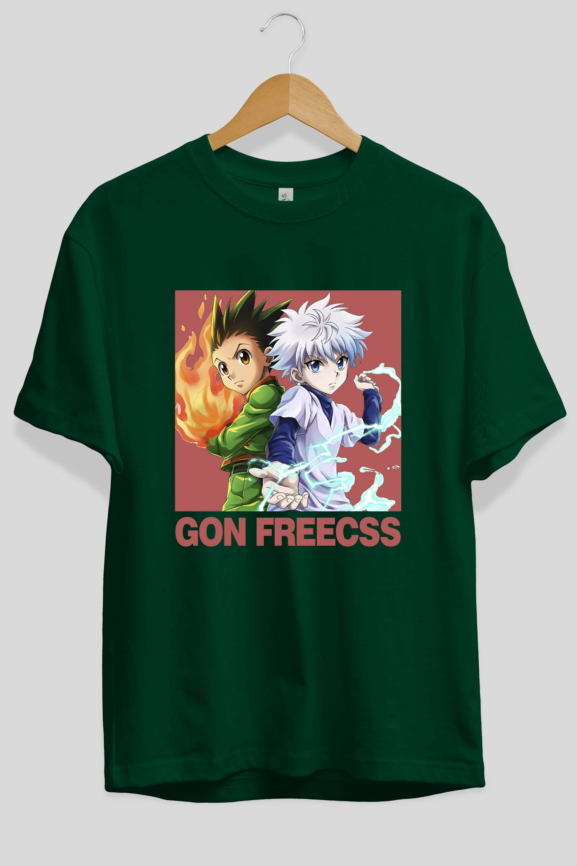 Gon Freecss HUNTER X HUNTER 4 Anime Ön Baskılı Oversize t-shirt %100 pamuk Erkek Kadın Unisex