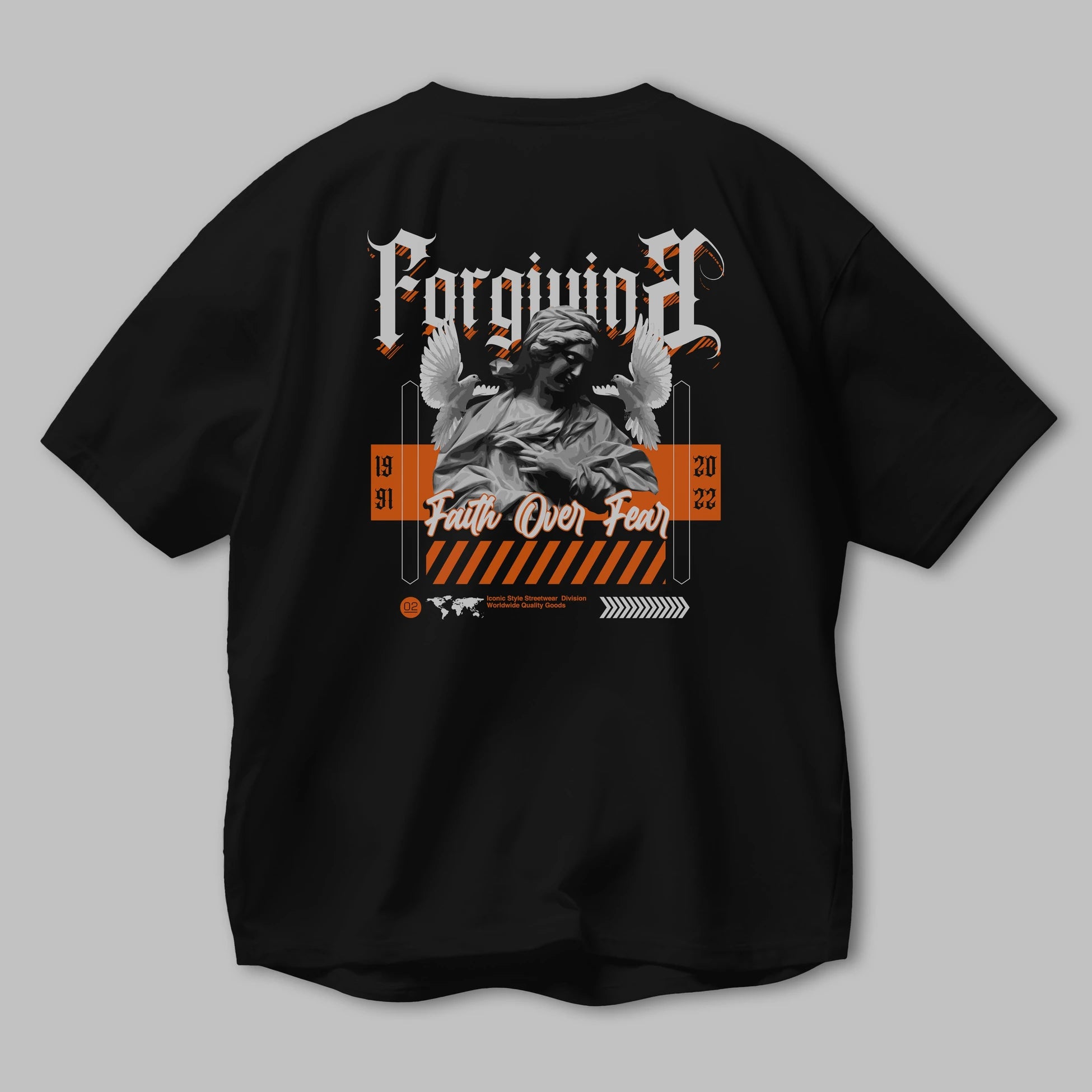 Faith Over Fear 2 Arka Baskılı Oversize t-shirt Erkek Kadın Unisex
