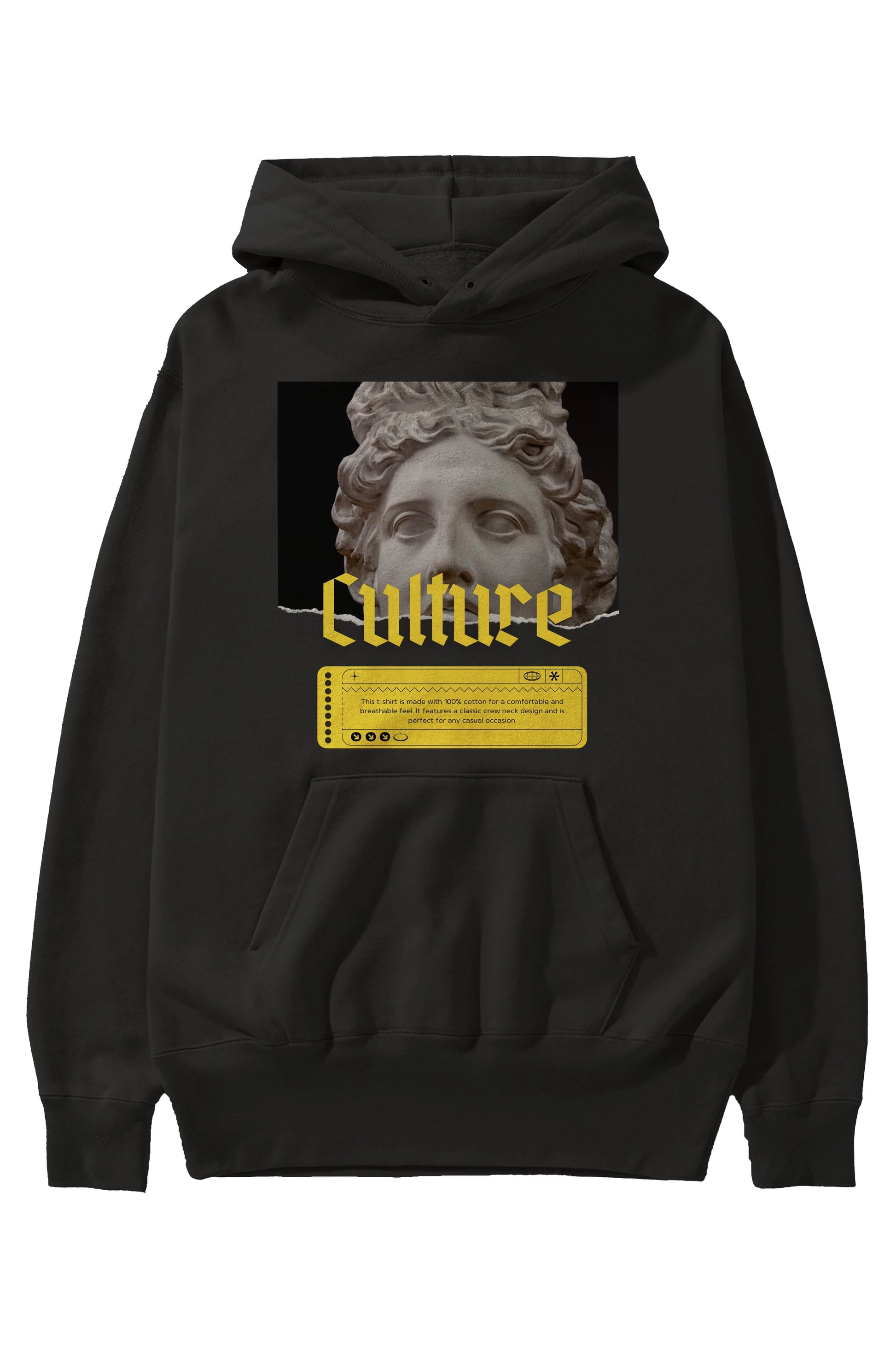 Culture Yazılı Ön Baskılı Oversize Hoodie Kapüşonlu Sweatshirt Erkek Kadın Unisex