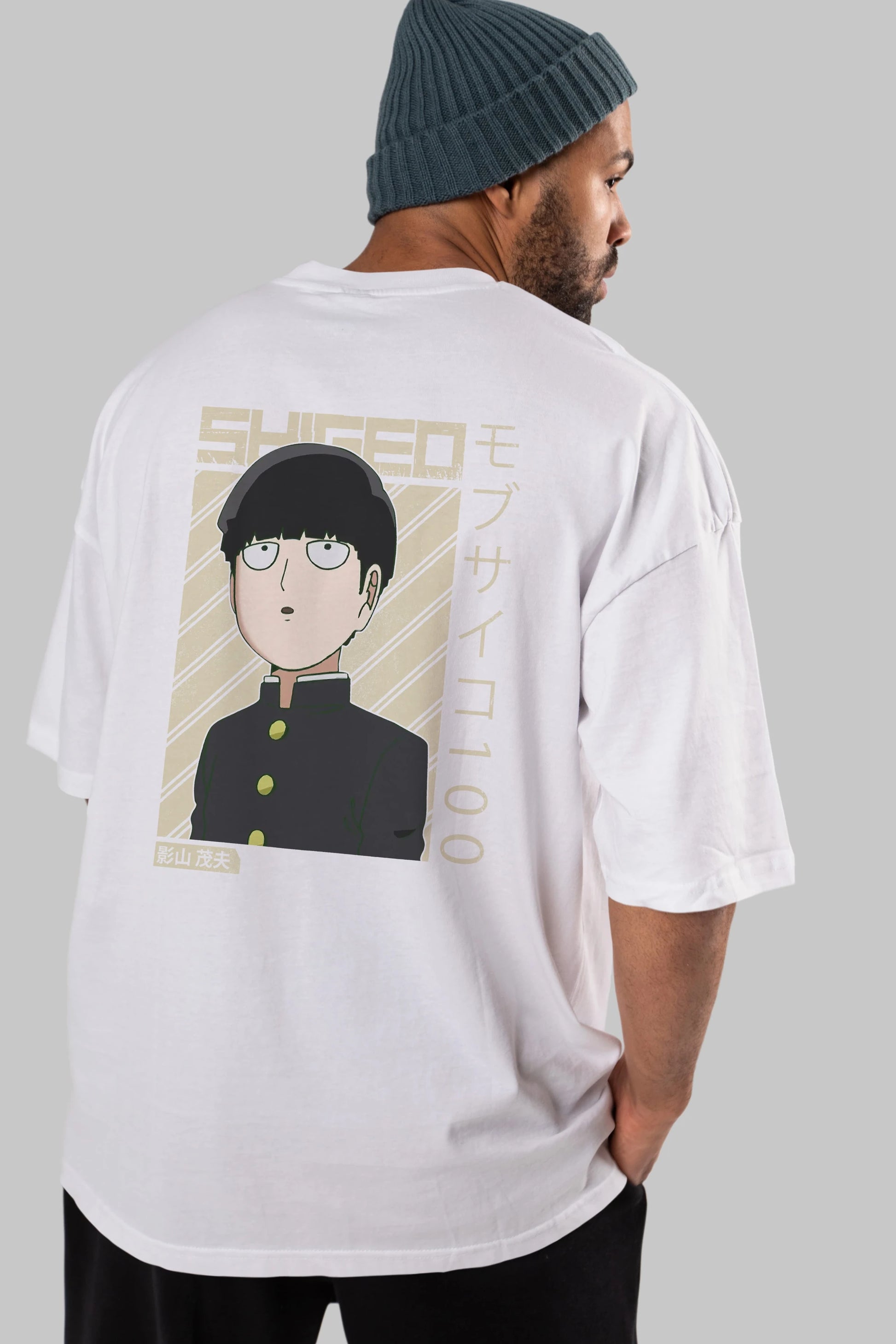 Shigeo Kageyama 2 Anime Arka Baskılı Oversize t-shirt Erkek Kadın Unisex