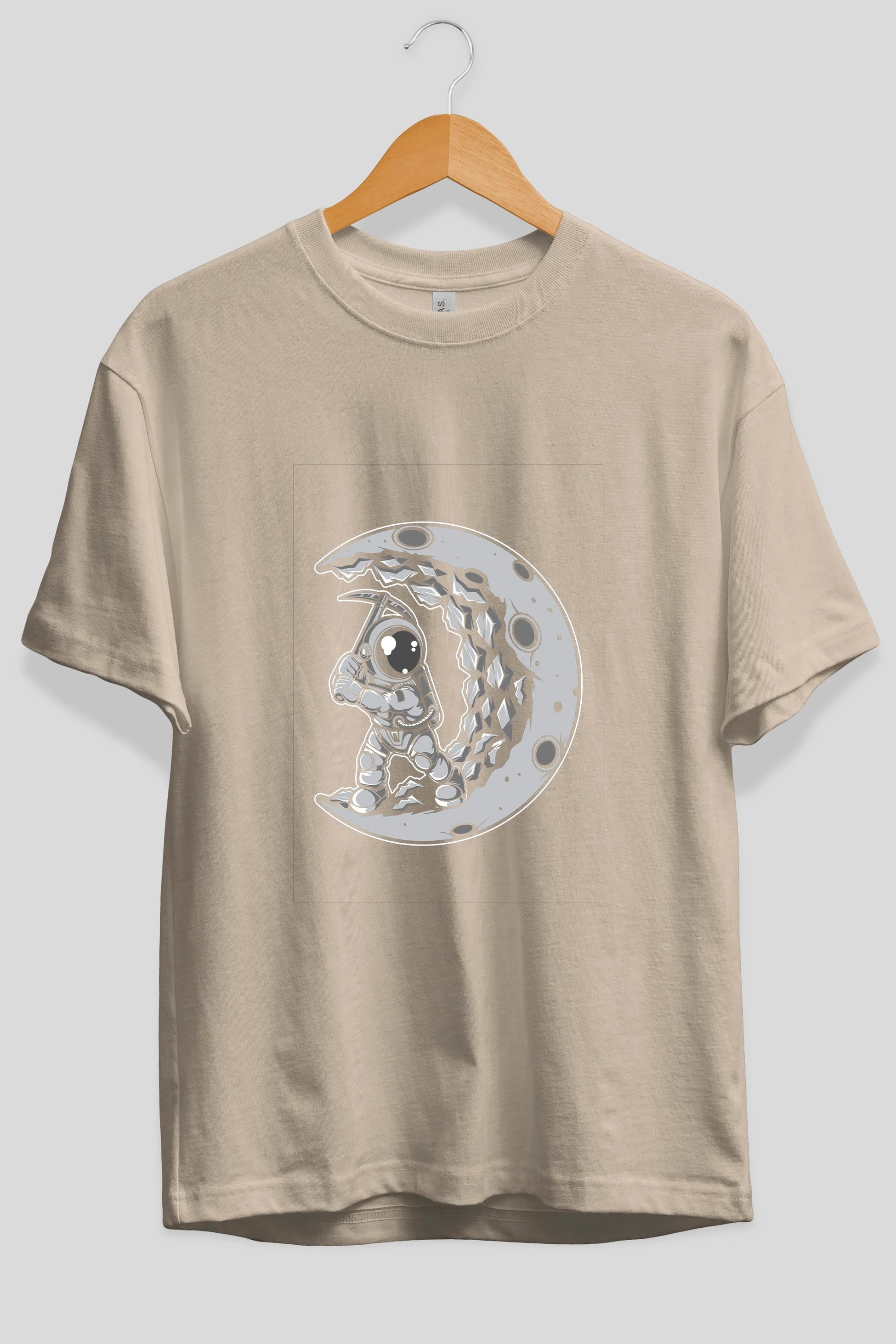 Astronaut Moon Digger Ön Baskılı Oversize t-shirt Erkek Kadın Unisex