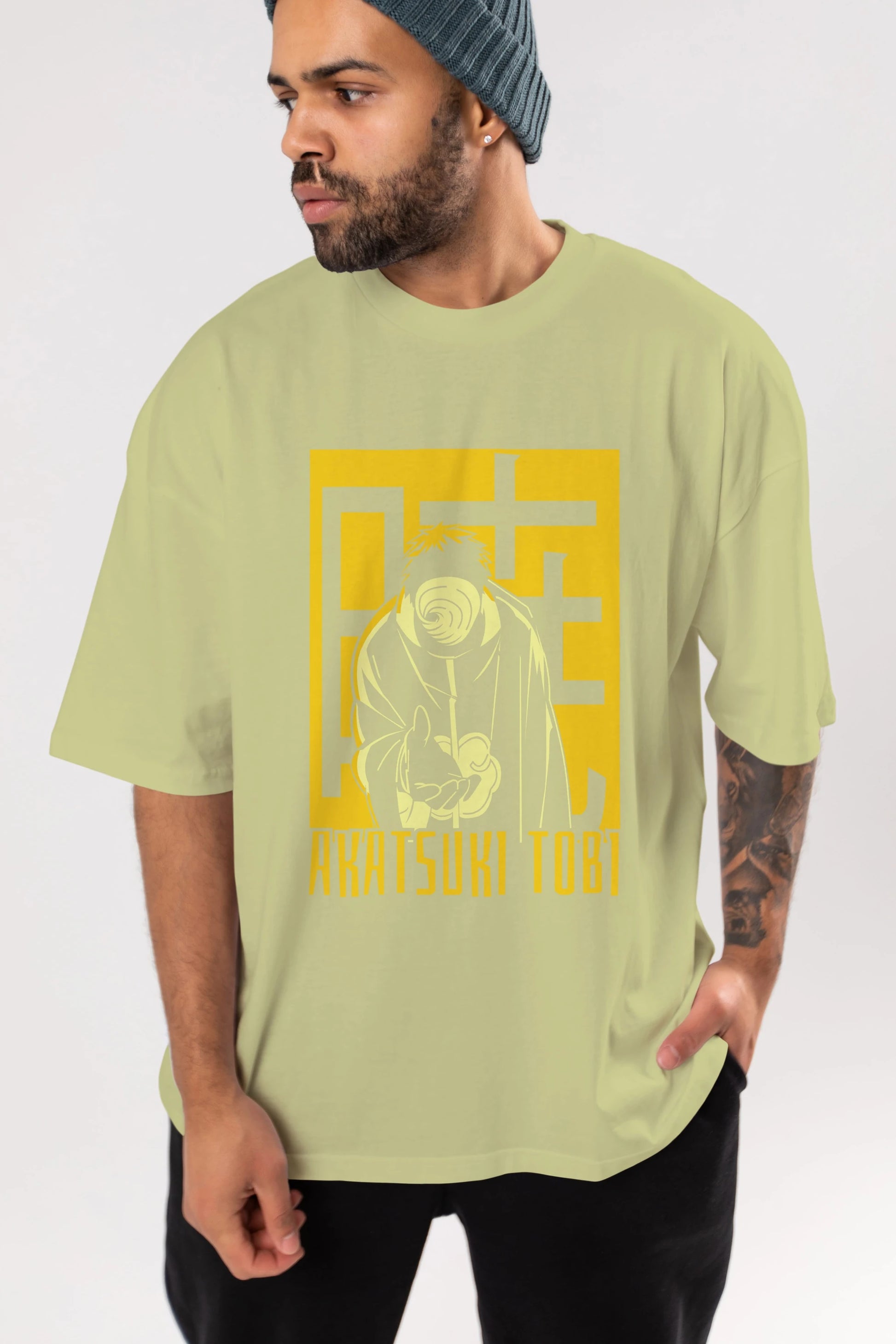 AKATSUKI OBITO NARUTO Anime Ön Baskılı Oversize t-shirt %100 pamuk Erkek Kadın Unisex