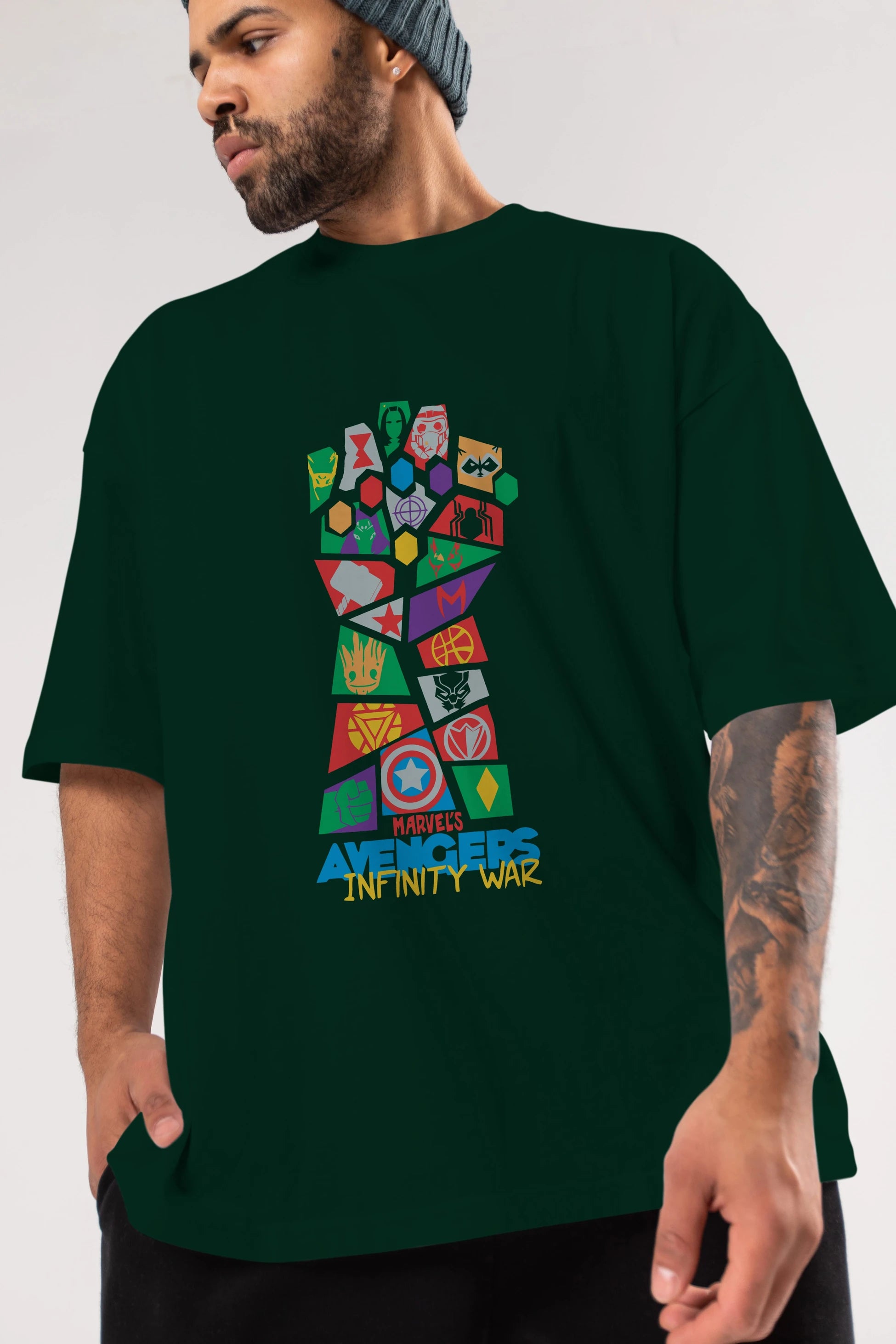 The Avengers Ön Baskılı Oversize t-shirt Erkek Kadın Unisex %100 Pamuk Bisiklet Yaka tişort