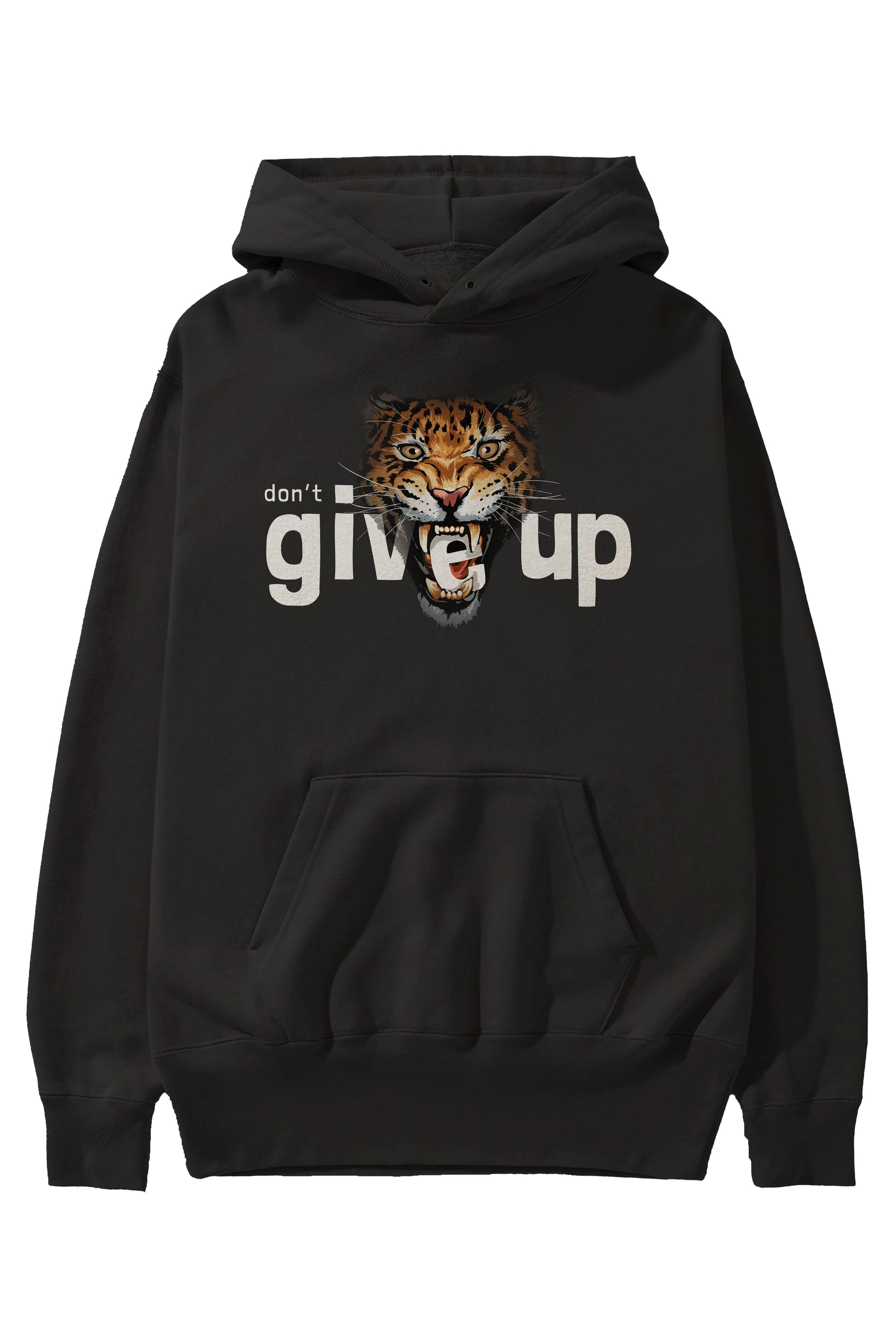 Teddy Bear Dont Give Up Ön Baskılı Hoodie Oversize Kapüşonlu Sweatshirt Erkek Kadın Unisex