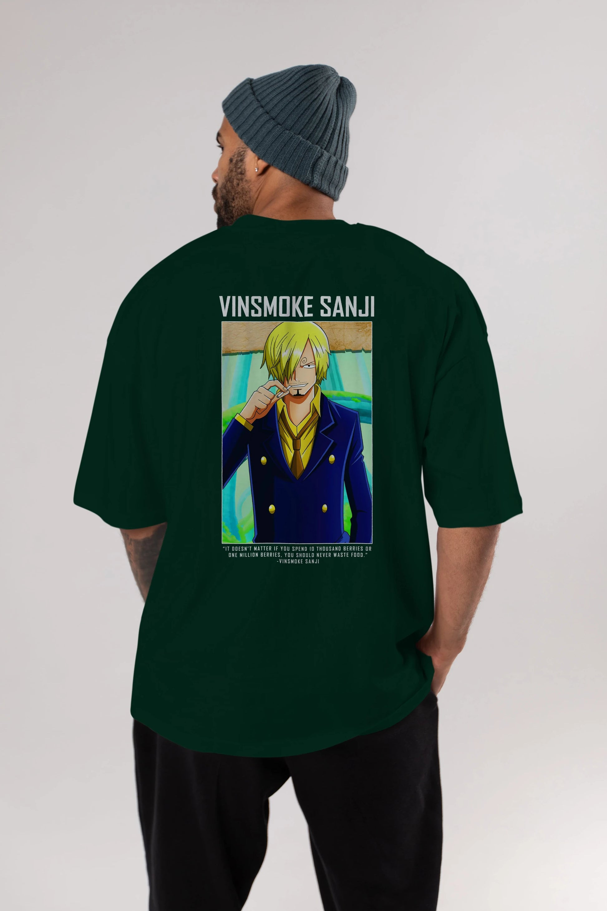 Sanji 2 Anime Arka Baskılı Oversize t-shirt Erkek Kadın Unisex %100 pamuk tişort