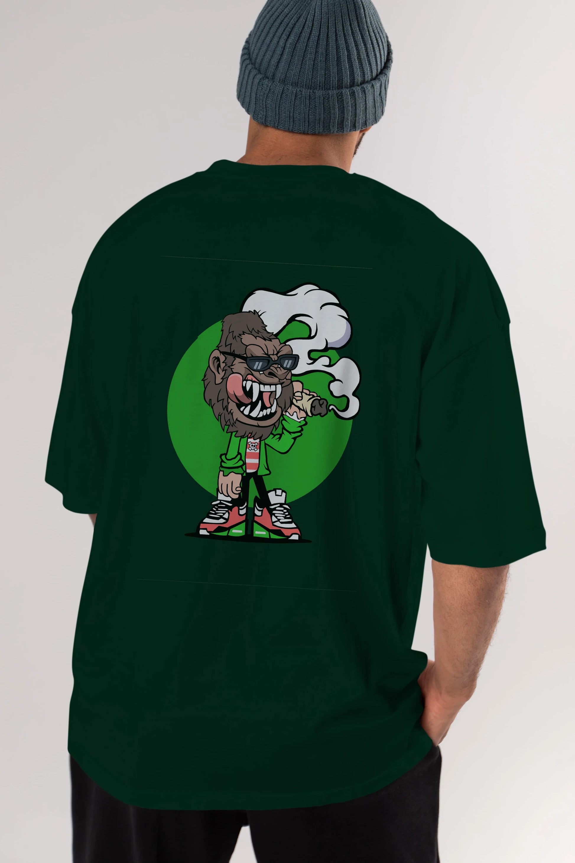 Gorilla Smoker Arka Baskılı Oversize t-shirt Erkek Kadın Unisex %100 Pamuk tişort