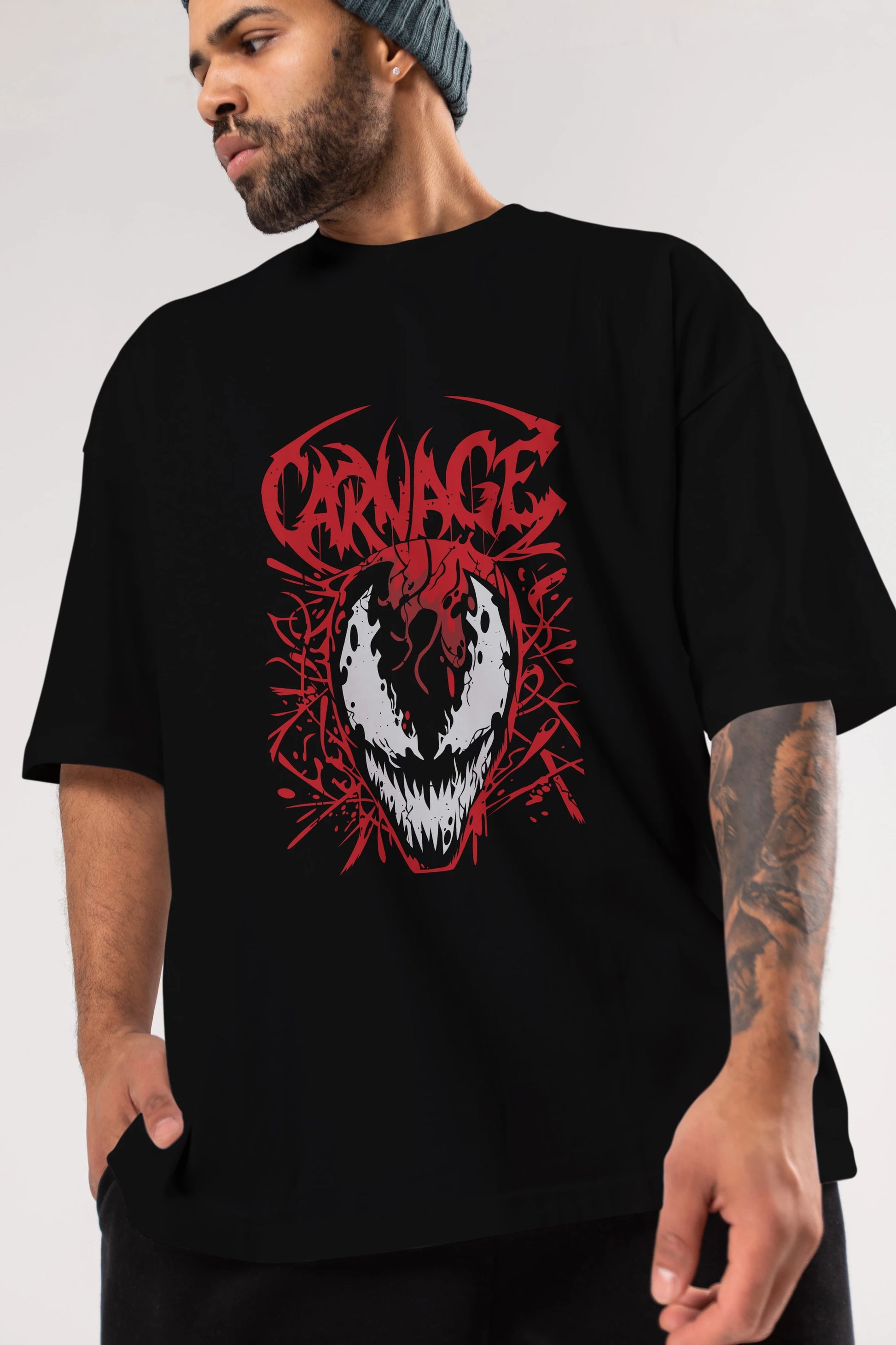 Venom (22) Ön Baskılı Oversize t-shirt Erkek Kadın Unisex %100 Pamuk Bisiklet Yaka tişort