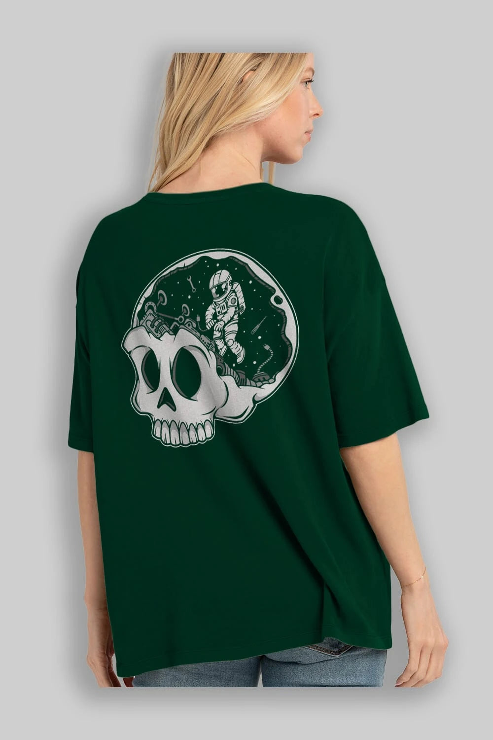 Astronaut Skull Brain Arka Baskılı Oversize t-shirt Erkek Kadın Unisex