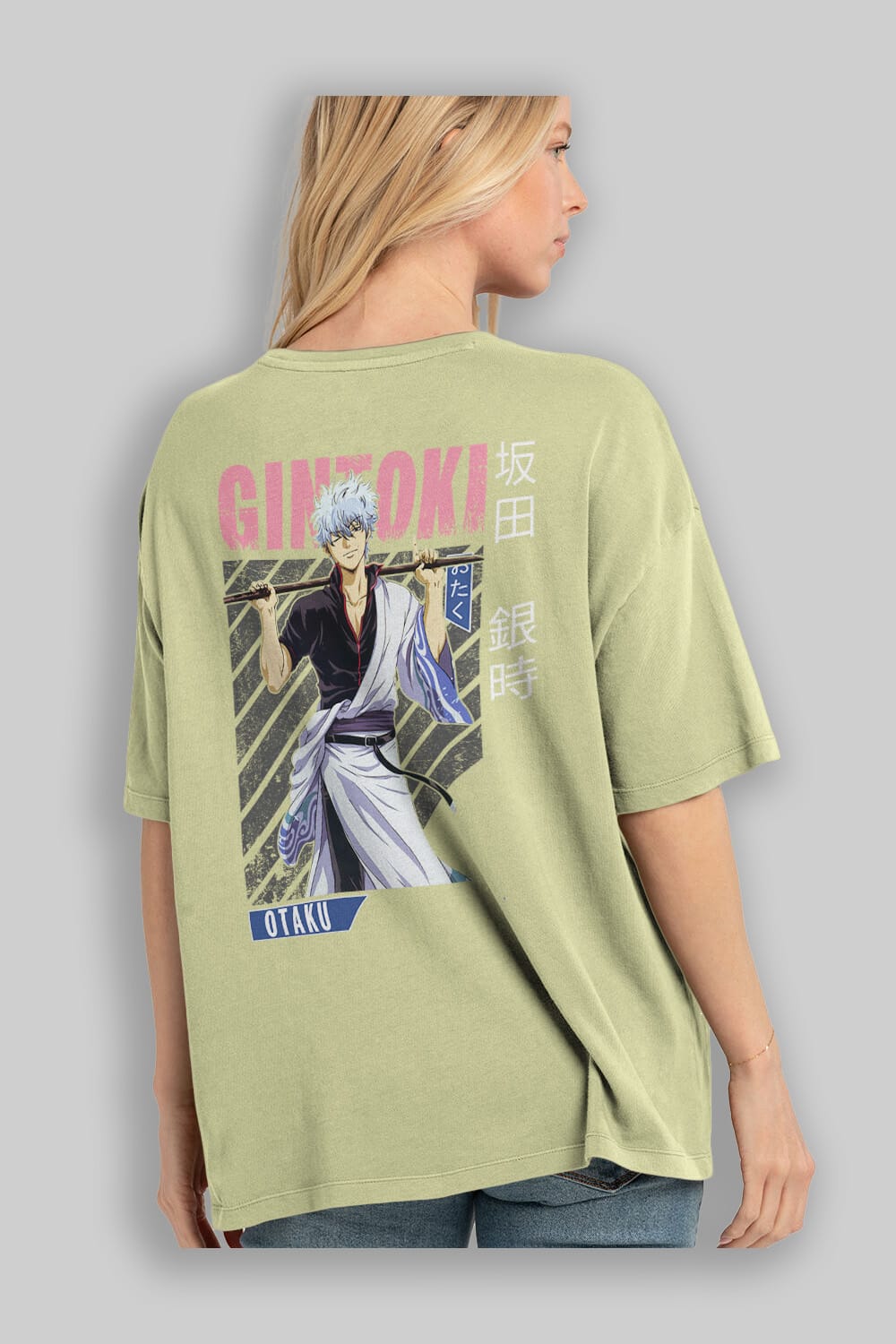 Gintoki Sakata GINTAMA 3 Anime Arka Baskılı Oversize t-shirt Erkek Kadın Unisex