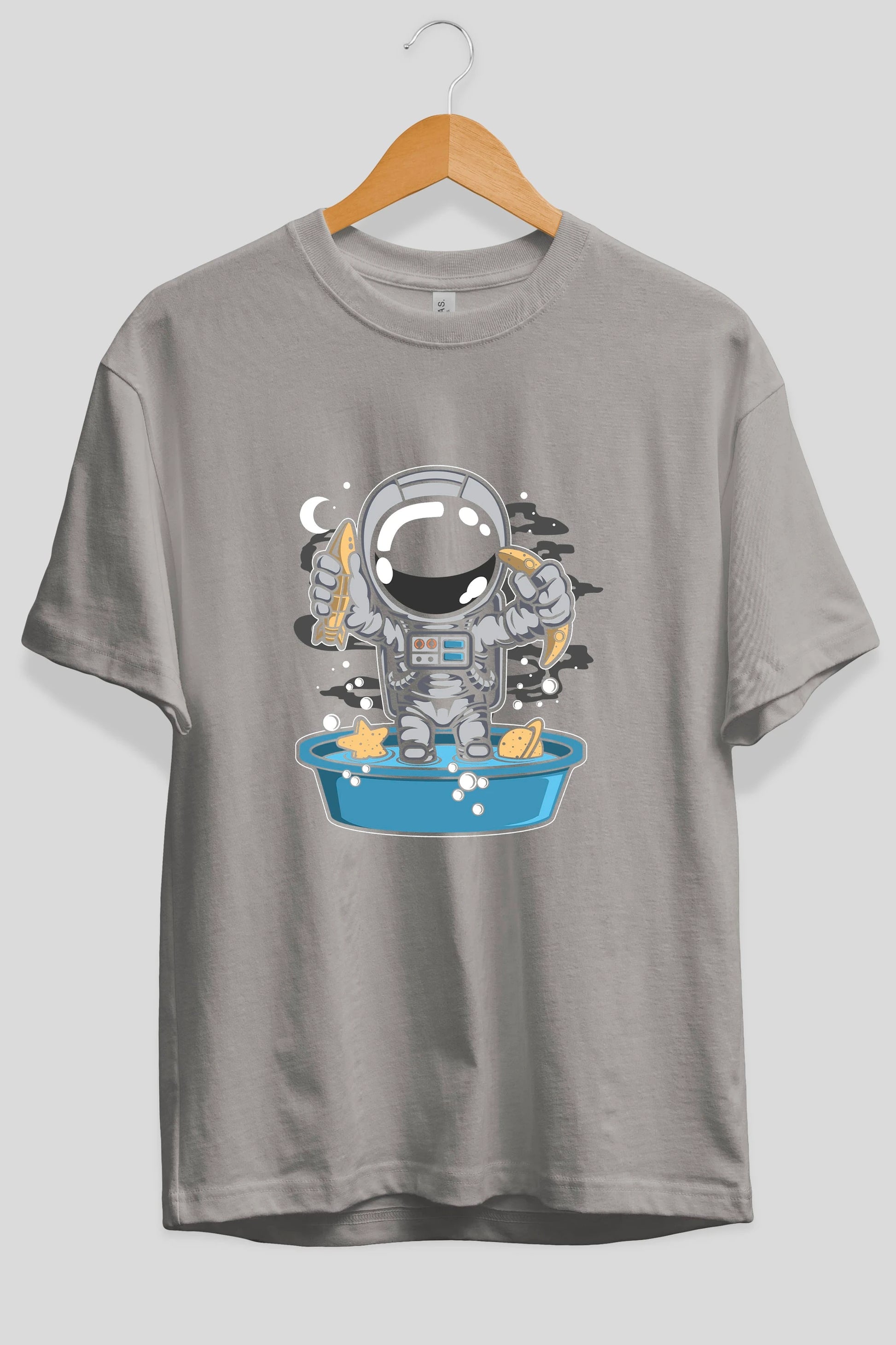 Astronaut Bath Tub Ön Baskılı Oversize t-shirt Erkek Kadın Unisex
