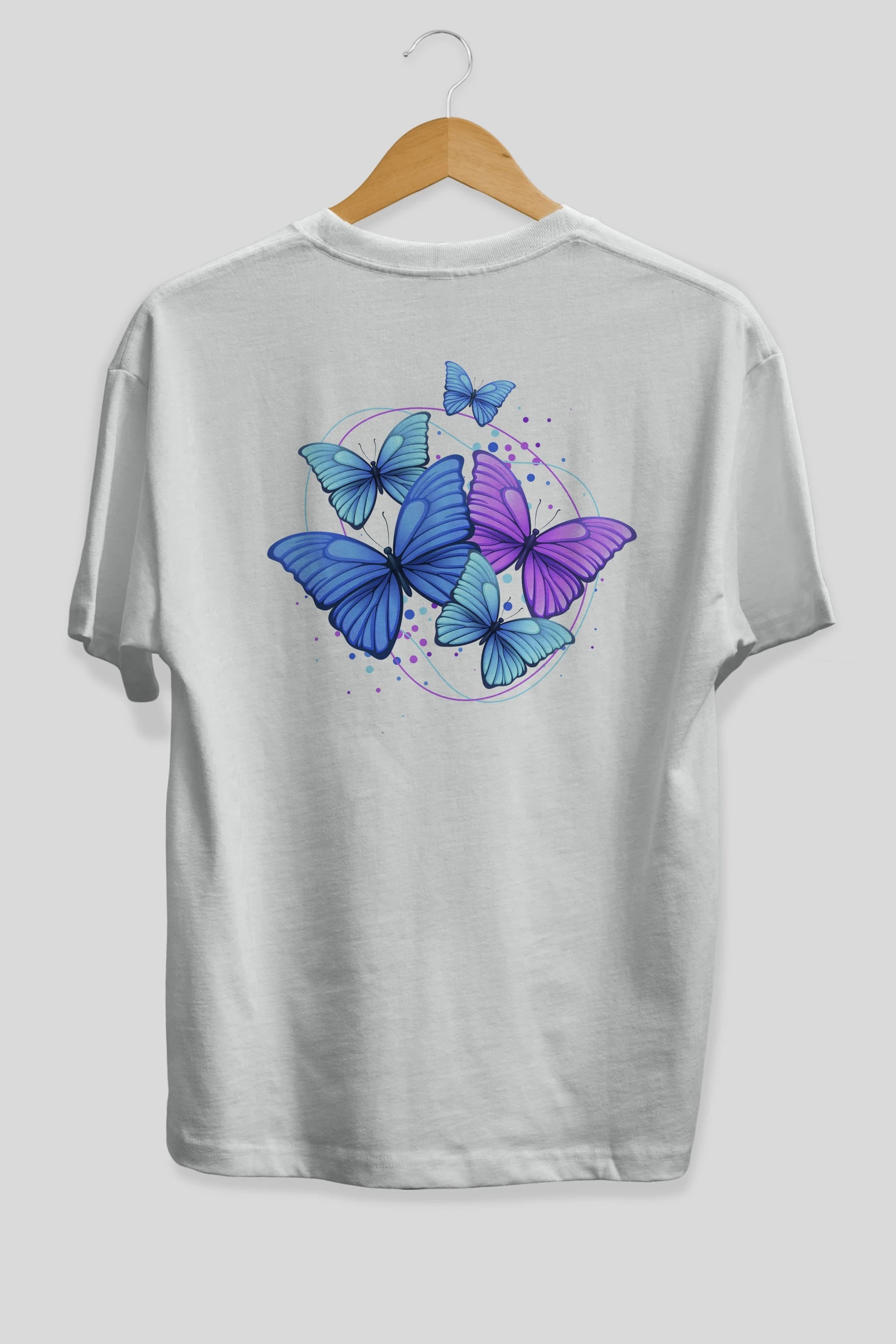 Kelebek Arka Baskılı Oversize t-shirt Erkek Kadın Unisex