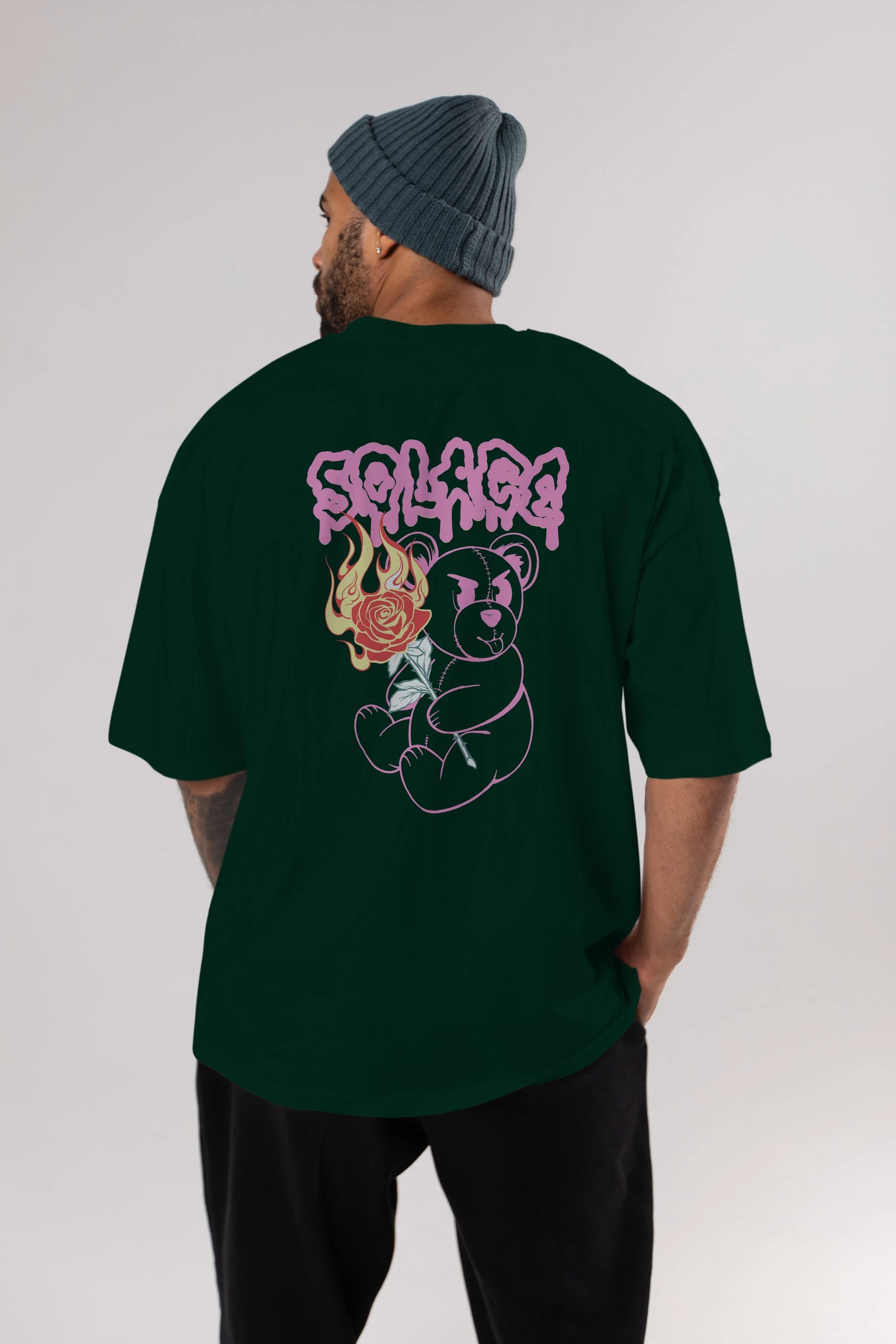 Solage Bear Arka Baskılı Oversize t-shirt Erkek Kadın Unisex