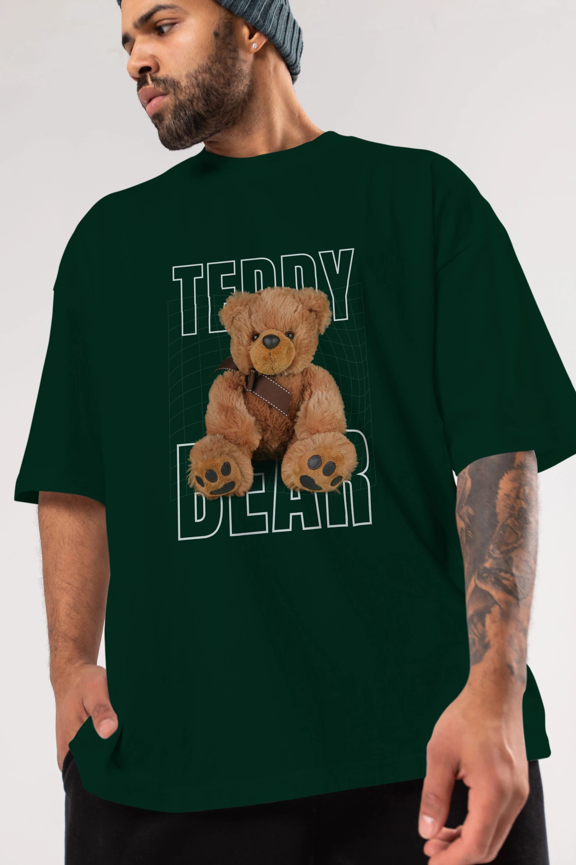 Teddy Bear Yazılı Ön Baskılı Oversize t-shirt Erkek Kadın Unisex %100 Pamuk
