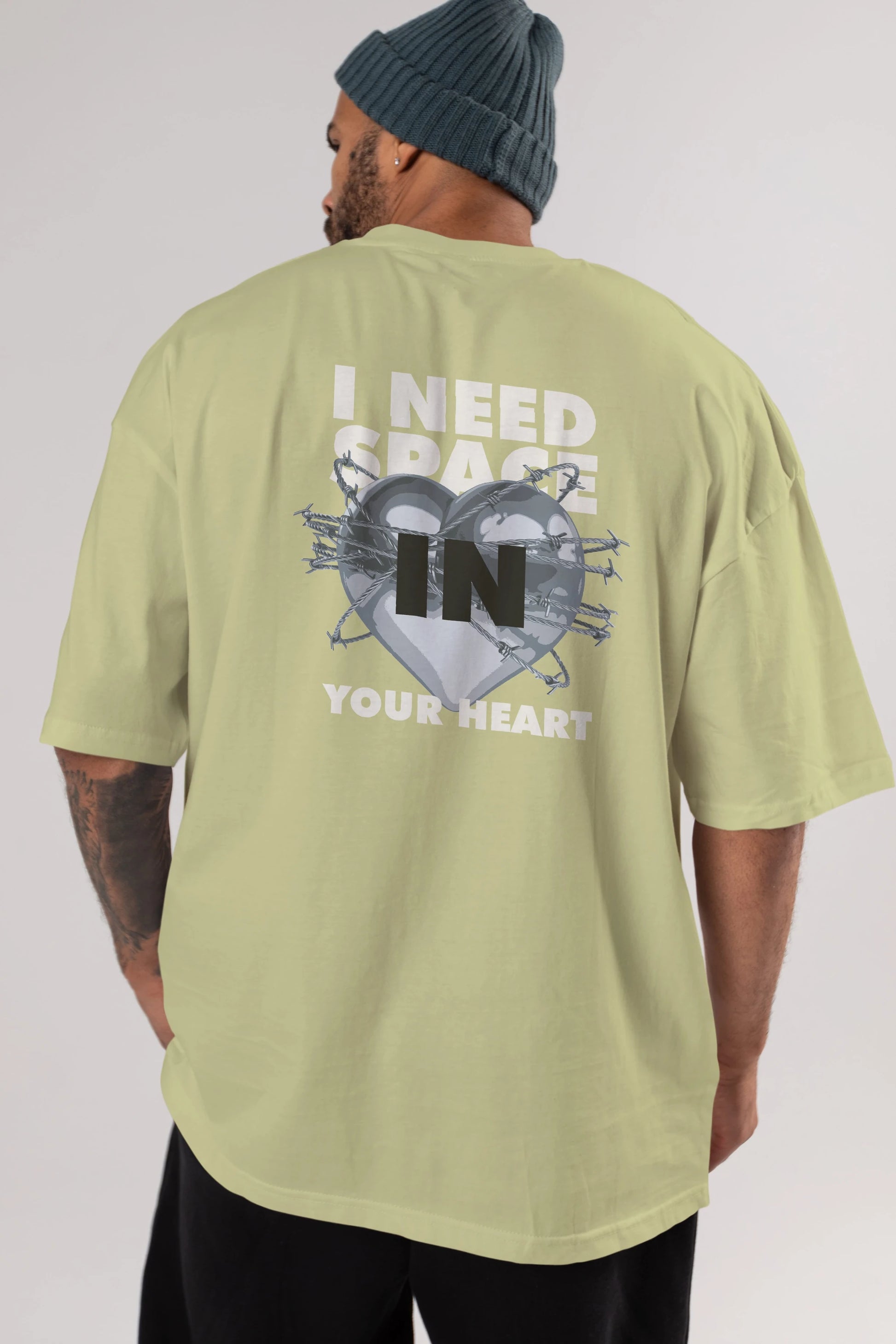 I Need Space Your Heart Arka Baskılı Oversize t-shirt Erkek Kadın Unisex