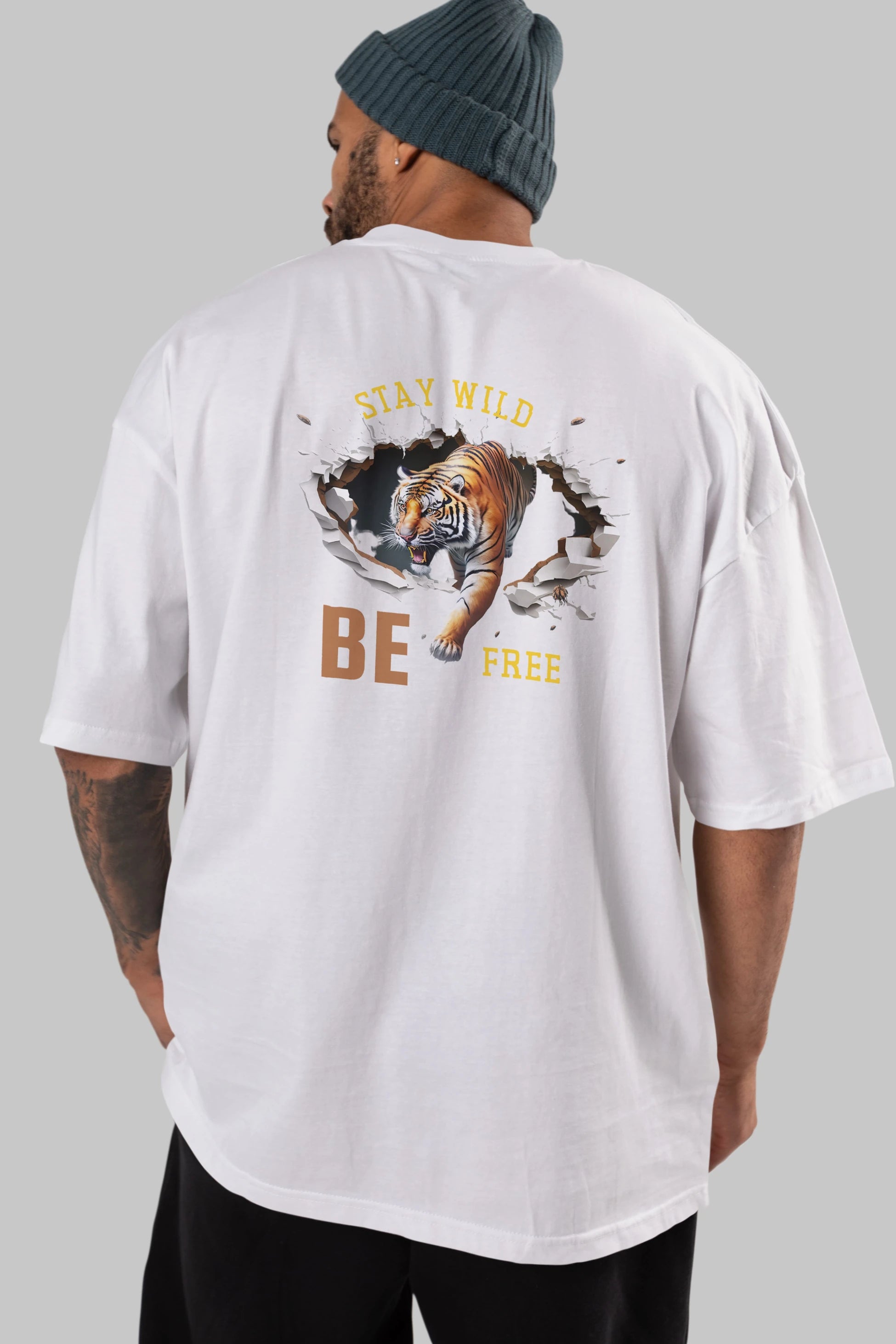 Stay Wild Be Free Yazılı Arka Baskılı Oversize t-shirt Erkek Kadın Unisex