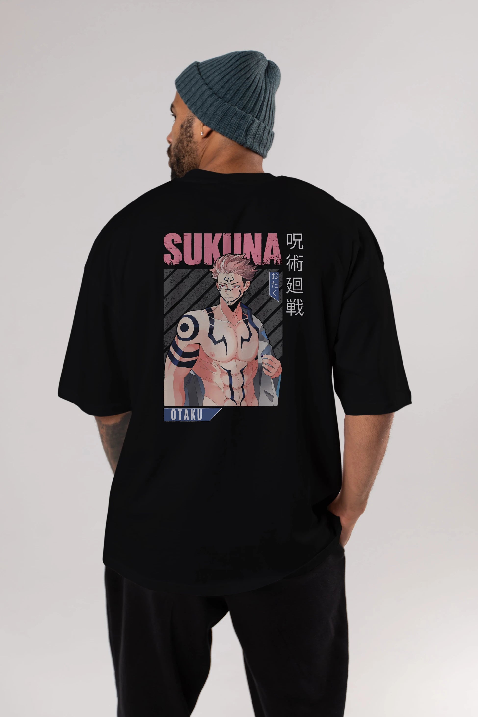 Sukuna Ryoumen 1 Anime Arka Baskılı Oversize t-shirt Erkek Kadın Unisex