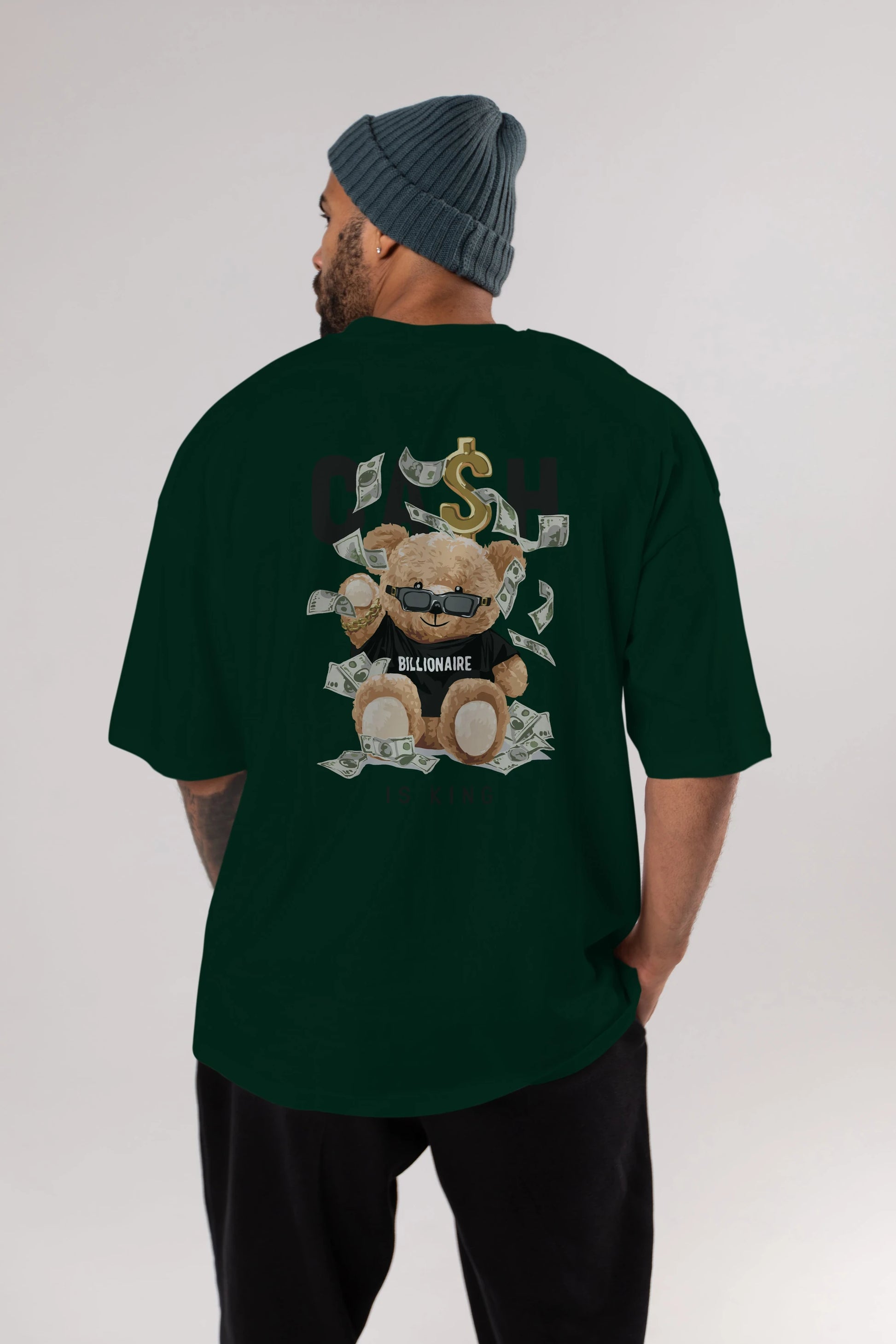 Teddy Bear Billionaire Arka Baskılı Oversize t-shirt Erkek Kadın Unisex %100 Pamuk