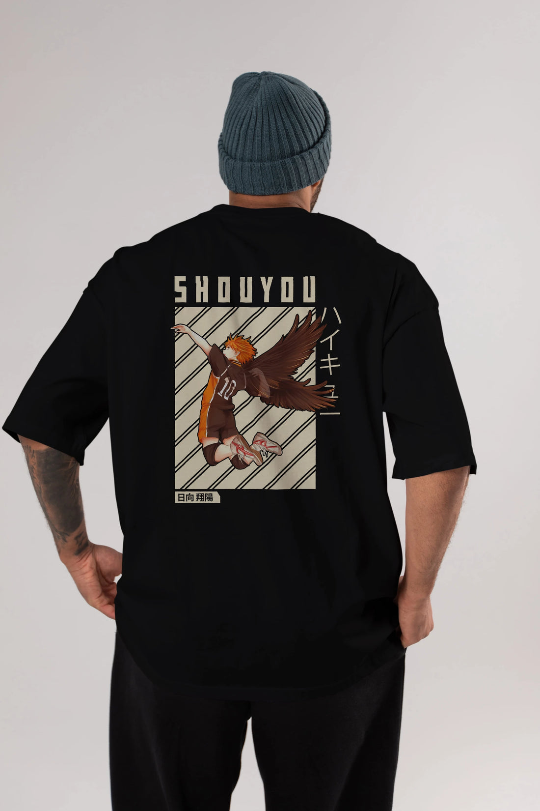Shouyou Hinata 3 Anime Arka Baskılı Oversize t-shirt Erkek Kadın Unisex