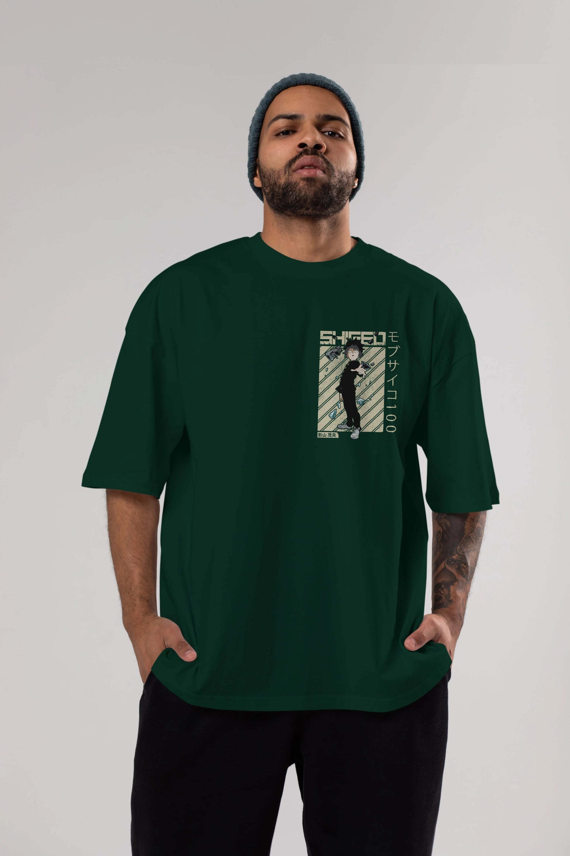 Shigeo Kageyama 3 Ön Sol Baskılı Oversize t-shirt Erkek Kadın Unisex %100 Pamuk Bisiklet Yaka tişort