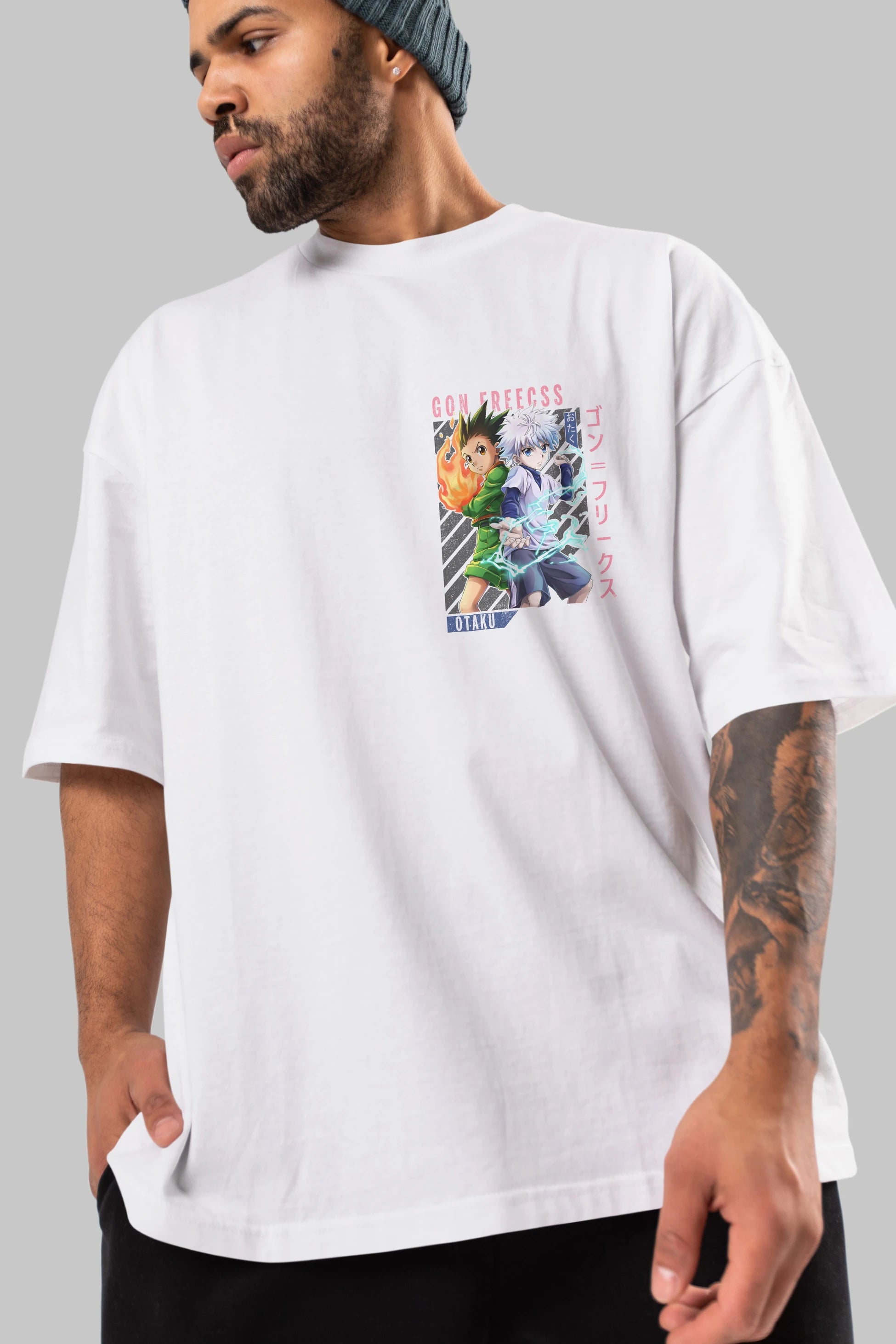Gon Freecss HUNTER X HUNTER 1 Ön Sol Baskılı Oversize t-shirt Erkek Kadın Unisex %100 Pamuk Bisiklet Yaka tişort