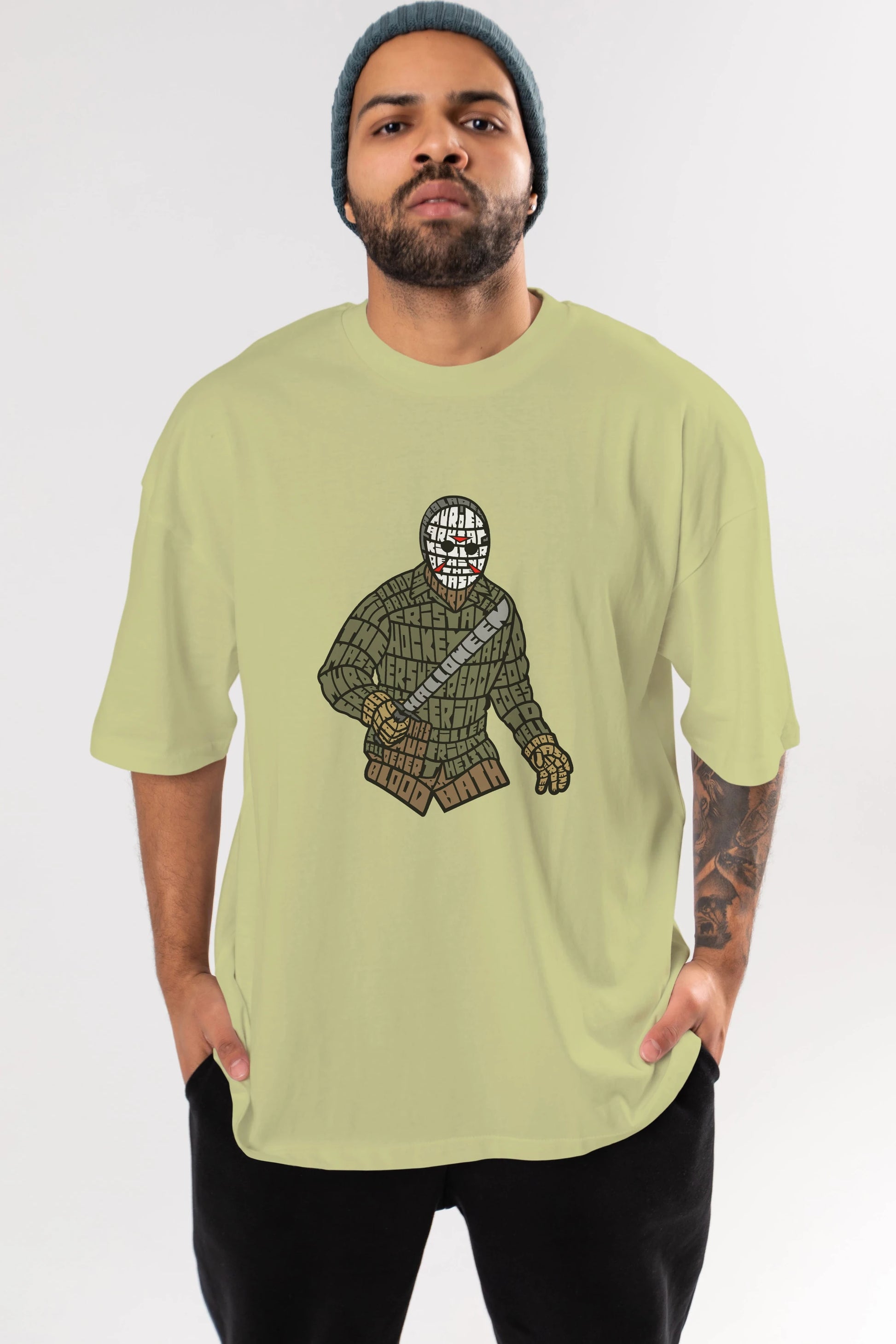 Jason Ön Baskılı Oversize t-shirt %100 pamuk Erkek Kadın Unisex