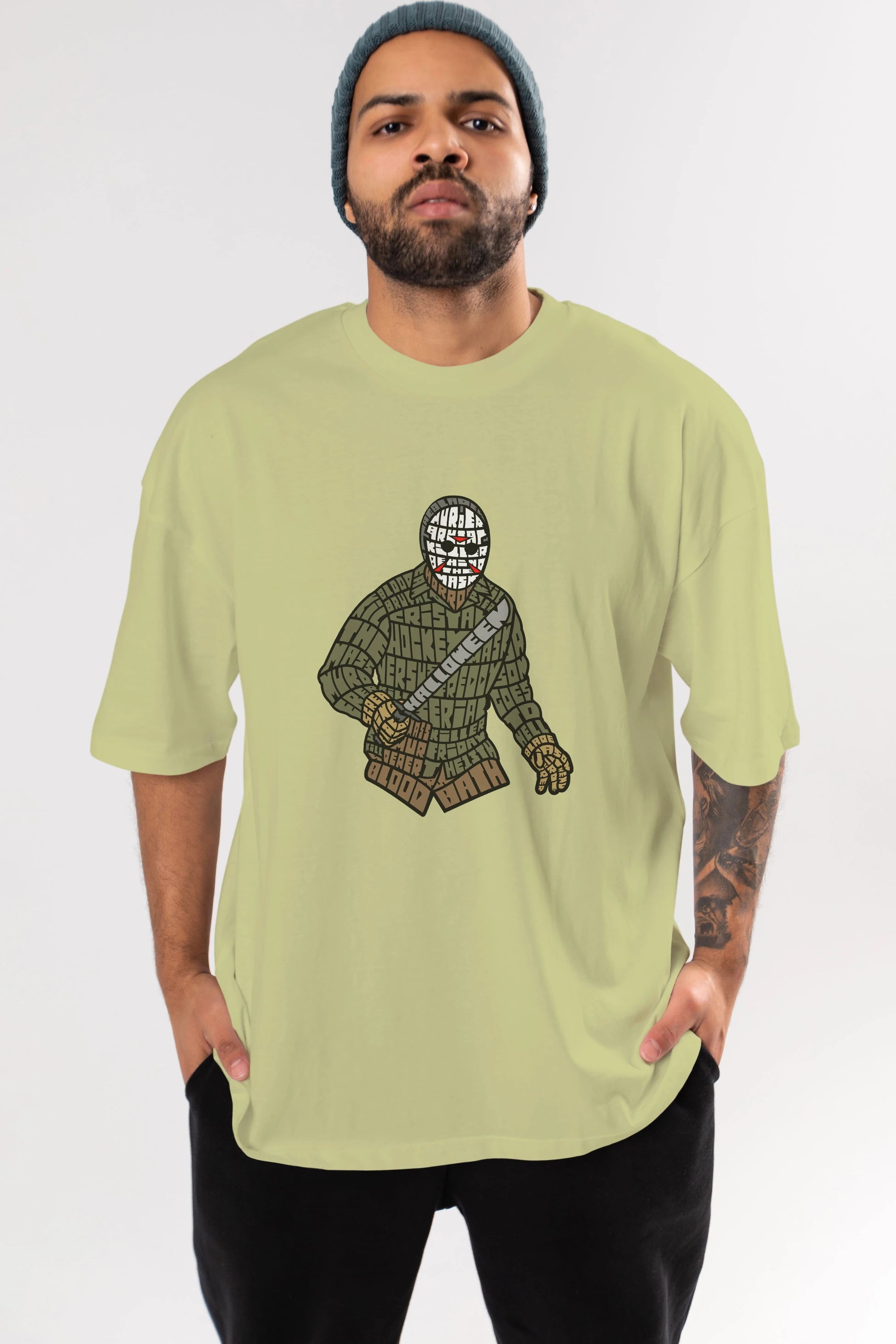 Jason Ön Baskılı Oversize t-shirt %100 pamuk Erkek Kadın Unisex