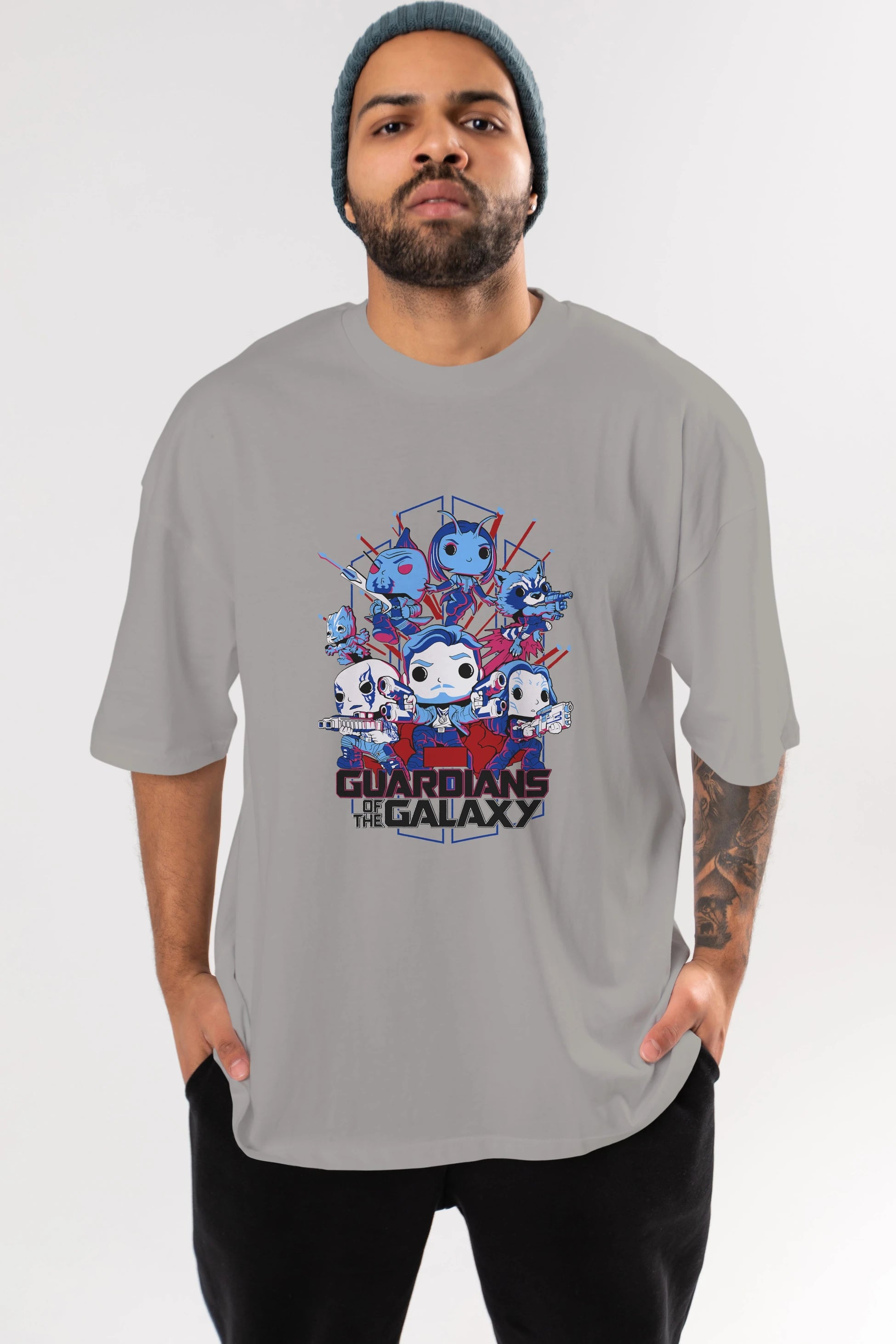 Guardians of the Galaxy Ön Baskılı Oversize t-shirt Erkek Kadın Unisex %100 Pamuk Bisiklet Yaka tişort