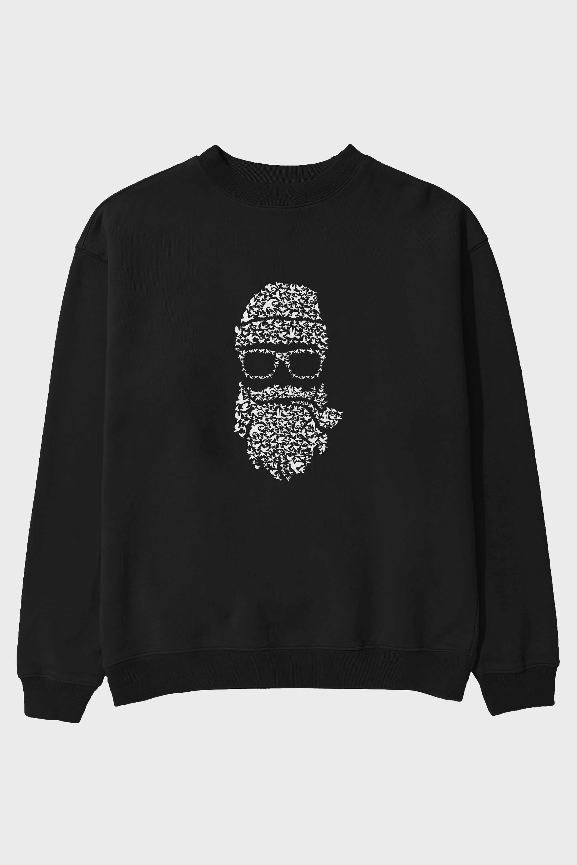 Birds Beard Ön Baskılı Oversize Sweatshirt Erkek Kadın Unisex