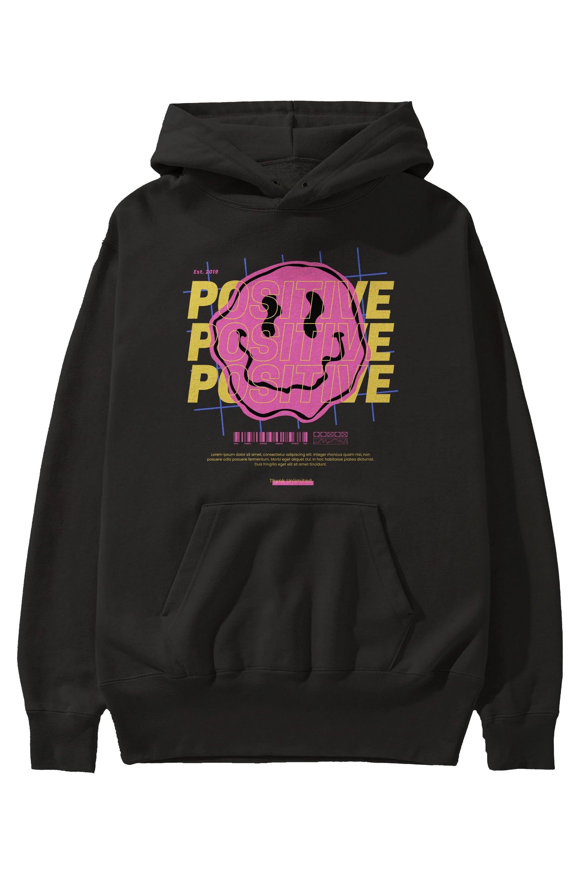 Positive 2 Ön Baskılı Oversize Hoodie Kapüşonlu Sweatshirt Erkek Kadın Unisex