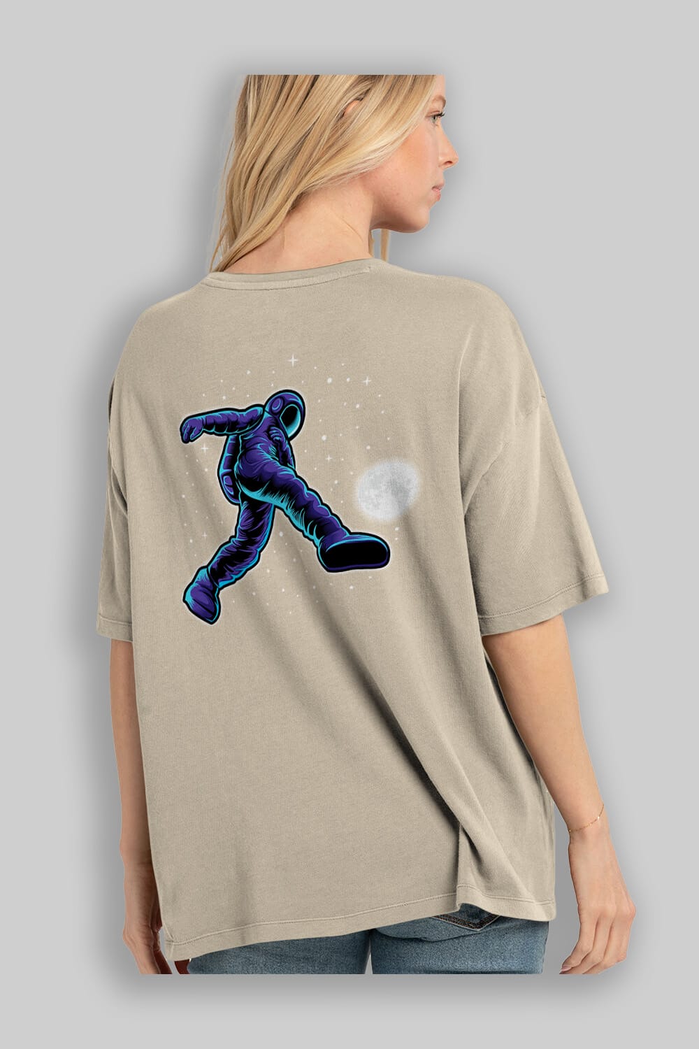 Astroball in Space Arka Baskılı Oversize t-shirt Erkek Kadın Unisex