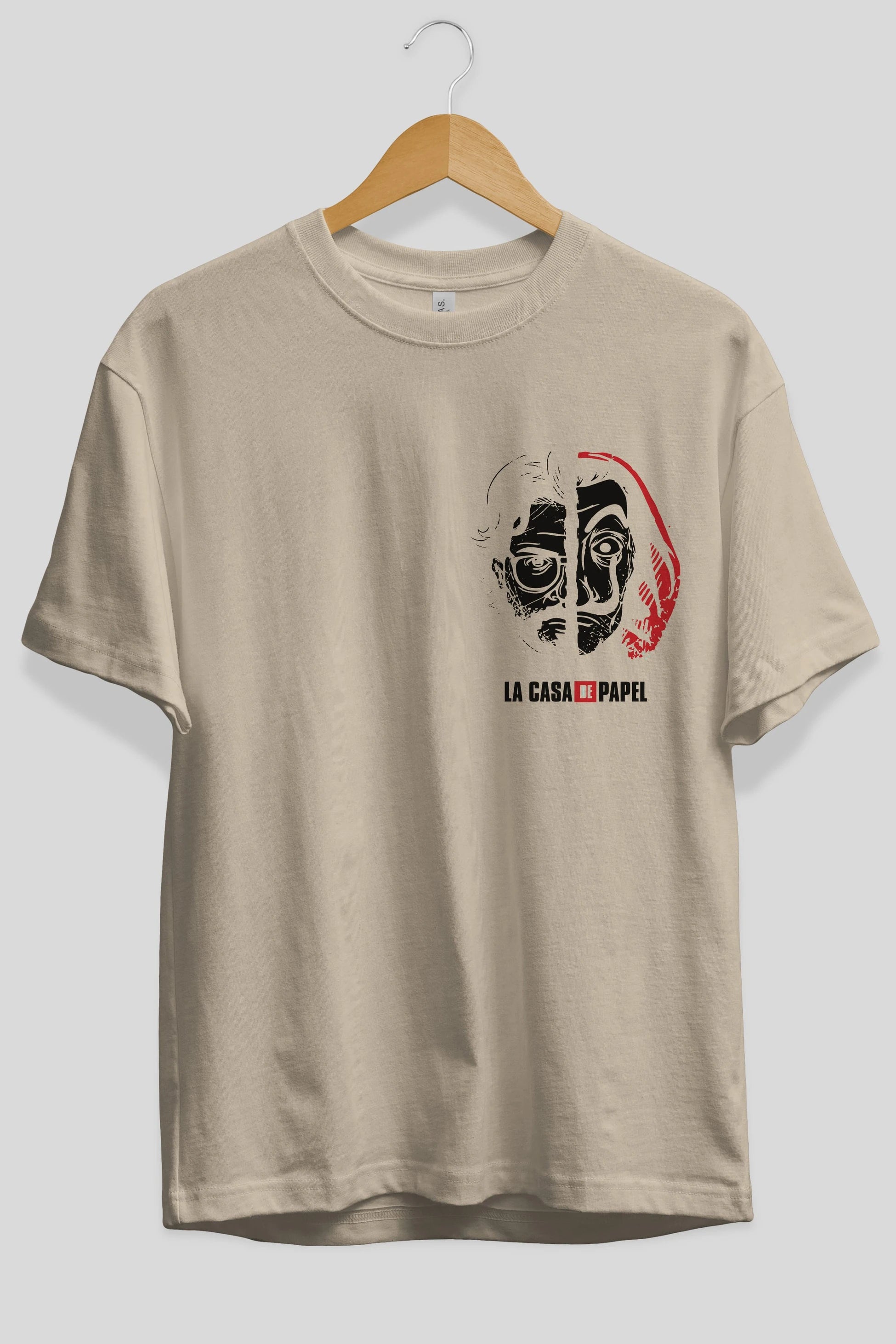 La Casa De Papel (9) Ön Sol Baskılı Oversize t-shirt Erkek Kadın Unisex %100 Pamuk Bisiklet Yaka tişort