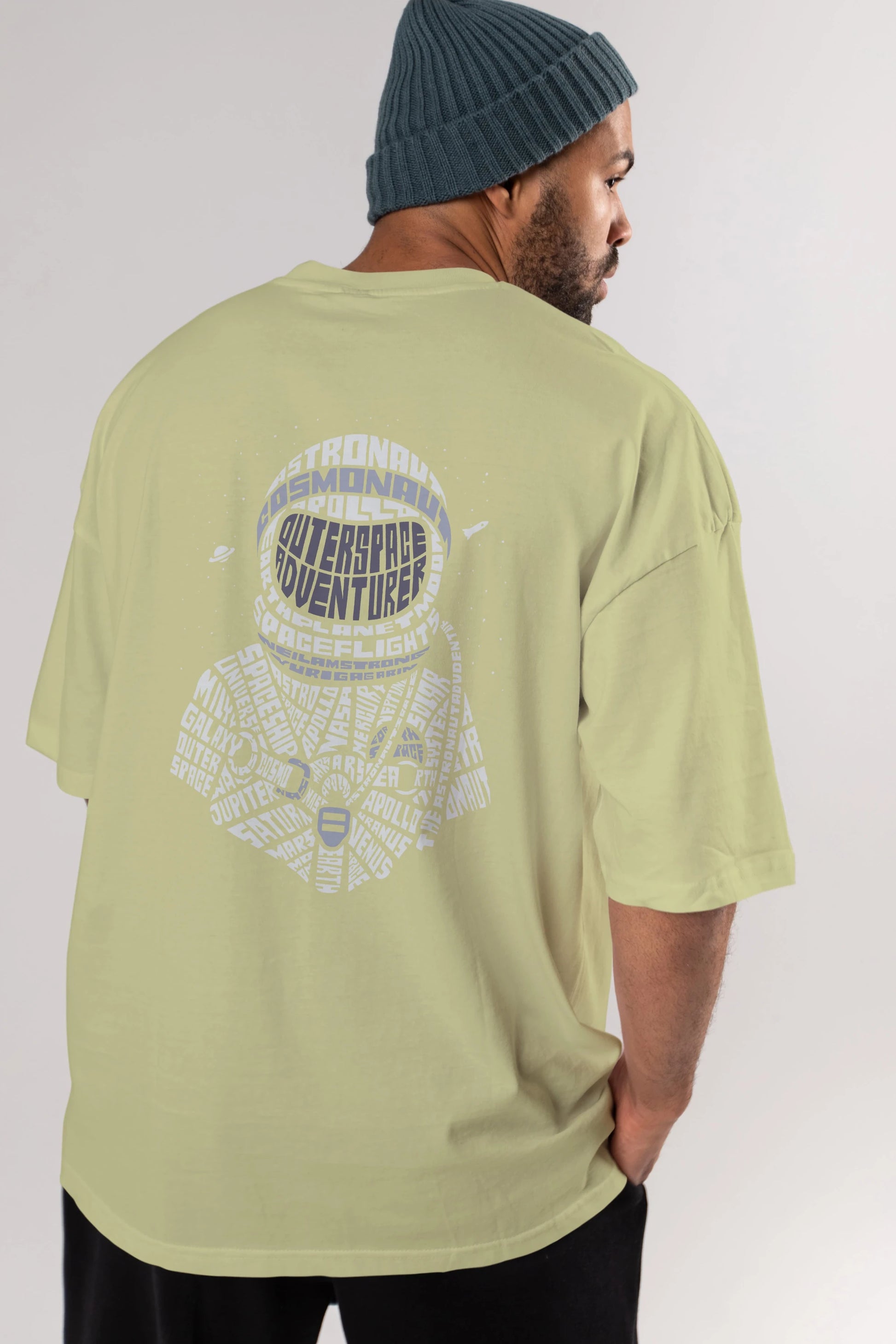 Astronaut Arka Baskılı Oversize t-shirt %100 pamuk Erkek Kadın Unisex
