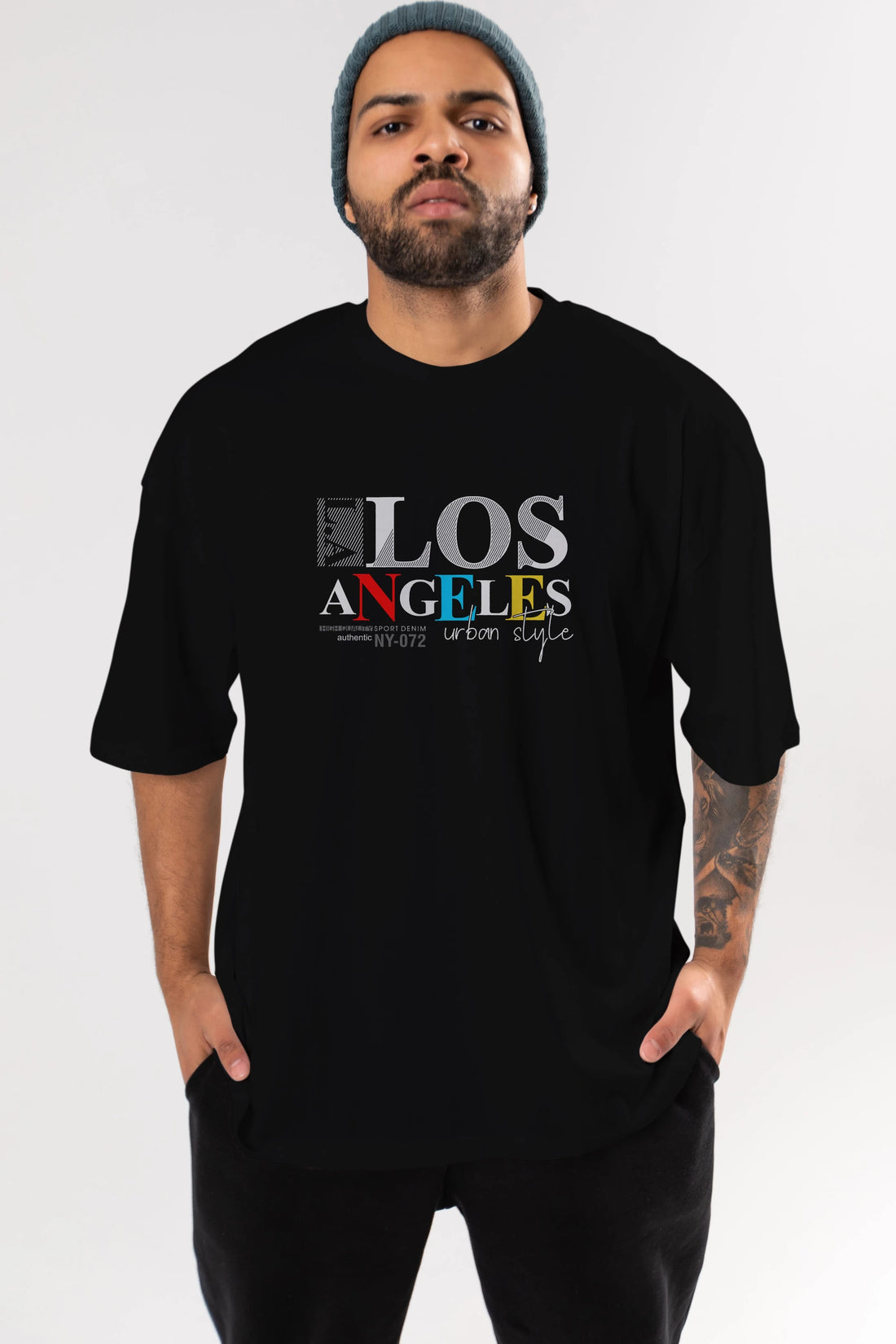 Los Angeles Style Ön Baskılı Oversize t-shirt Erkek Kadın Unisex
