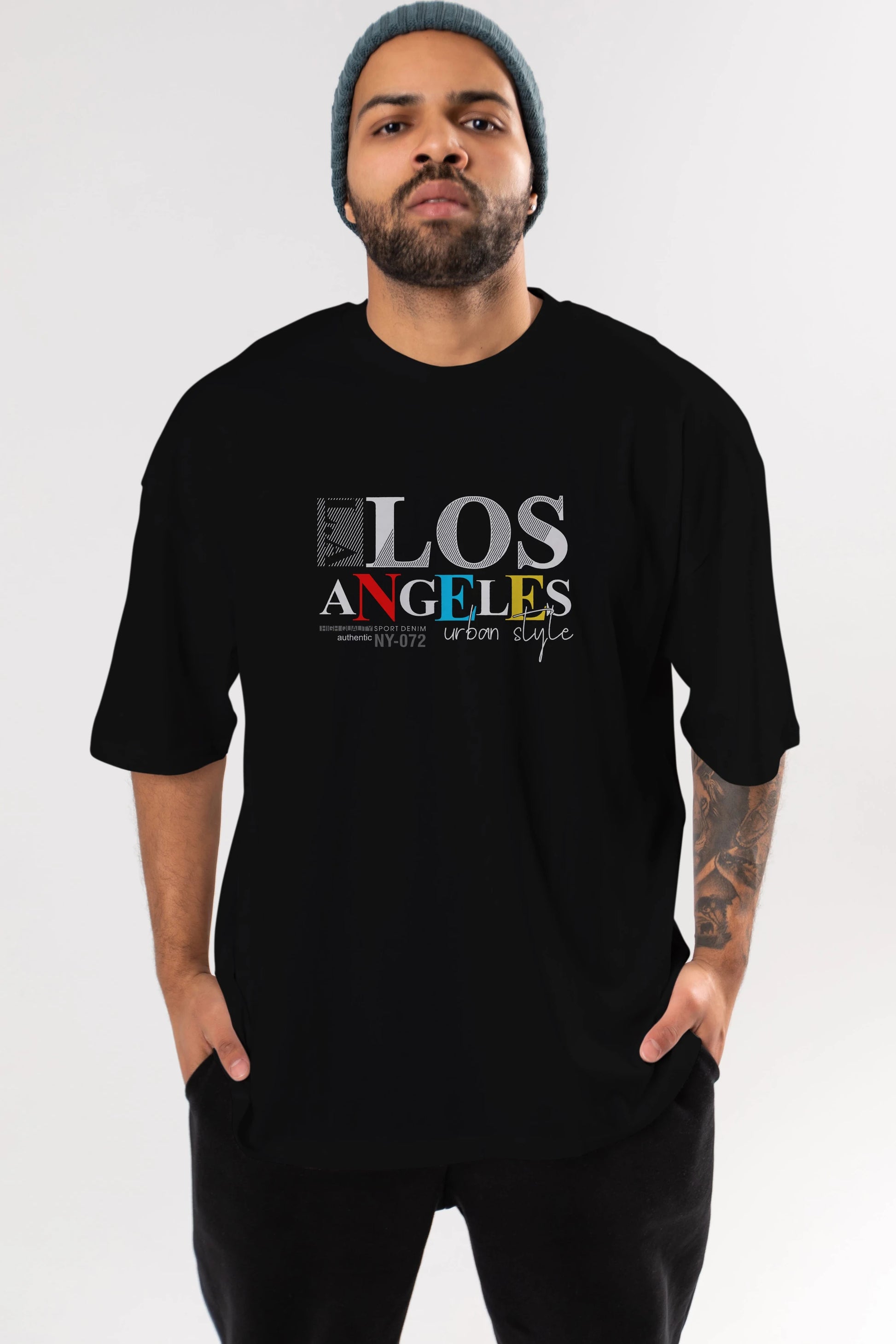 Los Angeles Style Ön Baskılı Oversize t-shirt Erkek Kadın Unisex