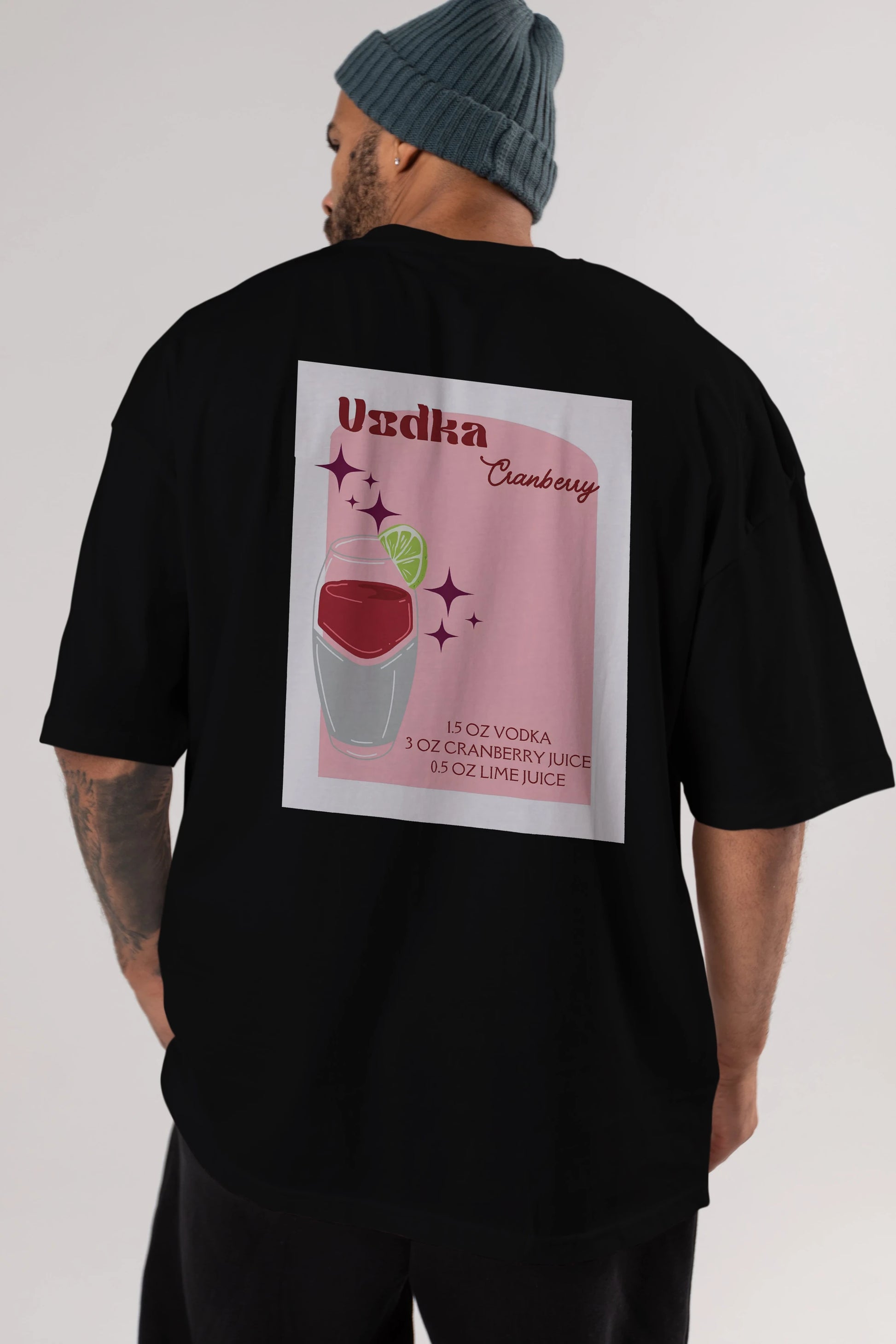 Vodka Cranberry 2 Arka Baskılı Oversize t-shirt Erkek Kadın Unisex %100 Pamuk Bisiklet Yaka tişort